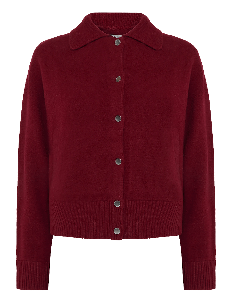 Marc O'Polo - Knit Polo Cardigans Longsleeve, Buttons - cardigans - deep burgundy - 1