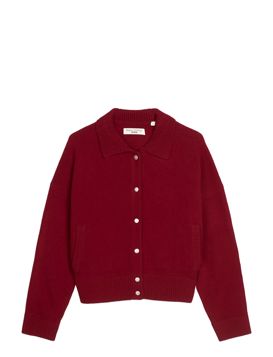Marc O'Polo - Knit Polo Cardigans Longsleeve, Buttons - strickjacken - deep burgundy - 1