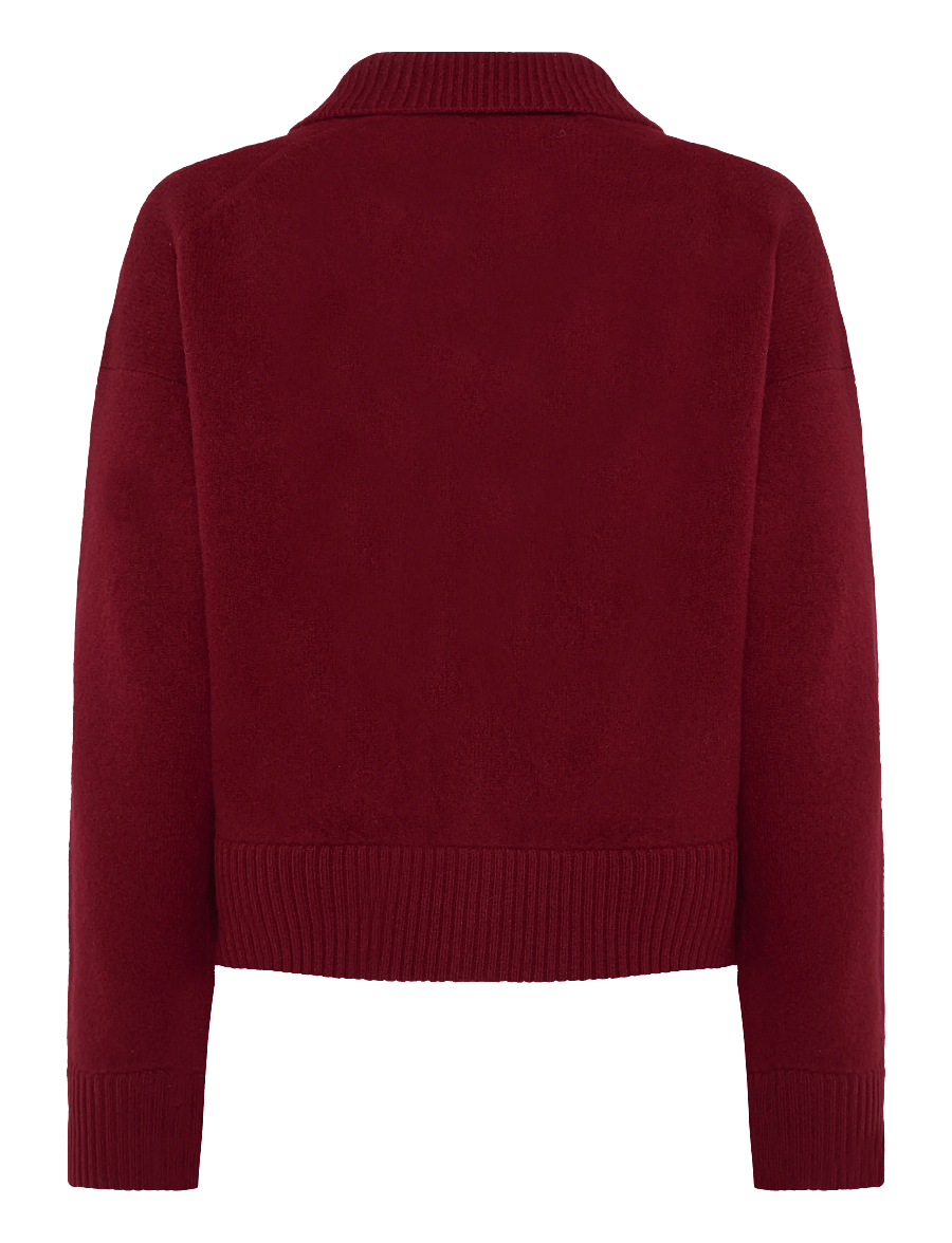 Marc O'Polo - Knit Polo Cardigans Longsleeve, Buttons - cardigans - deep burgundy - 2