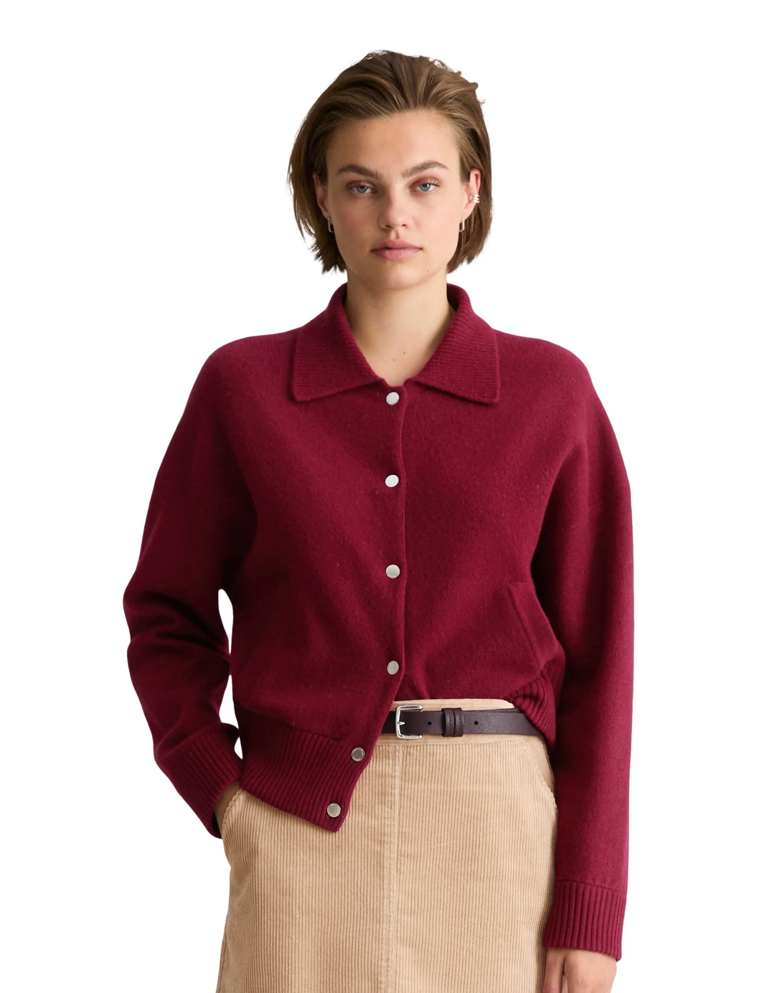 Marc O'Polo - Knit Polo Cardigans Longsleeve, Buttons - deep burgundy - 0