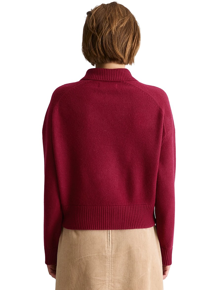 Marc O'Polo - Knit Polo Cardigans Longsleeve, Buttons - strickjacken - deep burgundy - 2