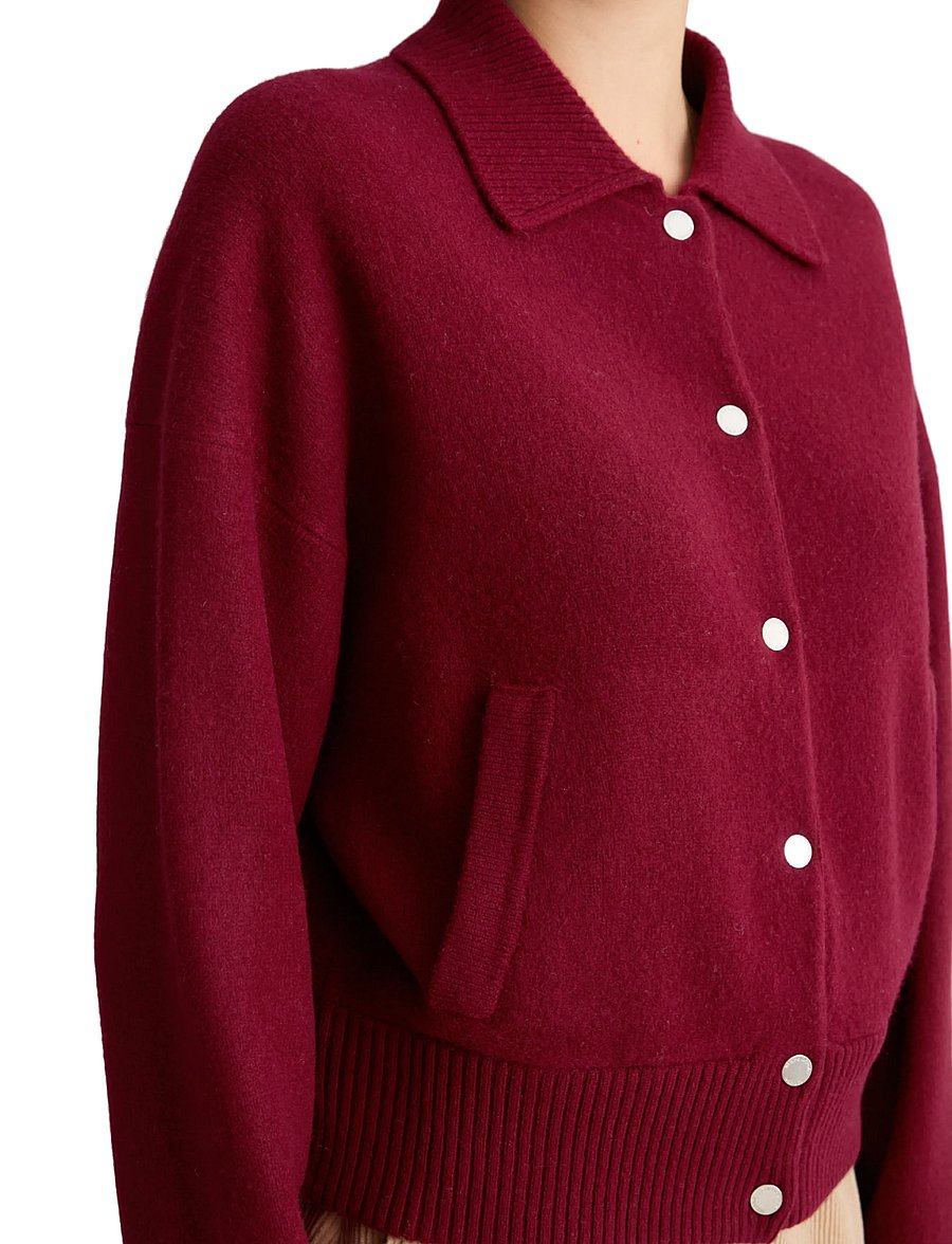 Marc O'Polo - Knit Polo Cardigans Longsleeve, Buttons - strickjacken - deep burgundy - 3