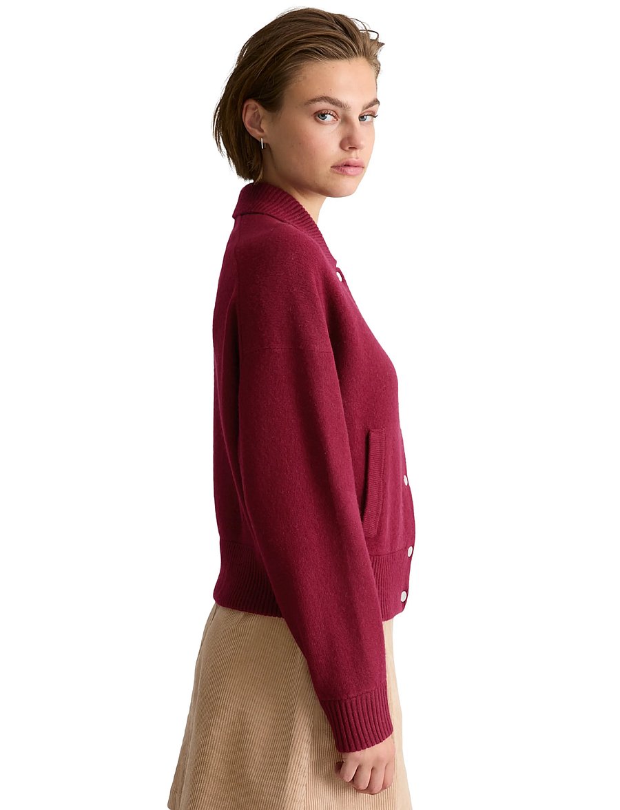 Marc O'Polo - Knit Polo Cardigans Longsleeve, Buttons - strickjacken - deep burgundy - 4