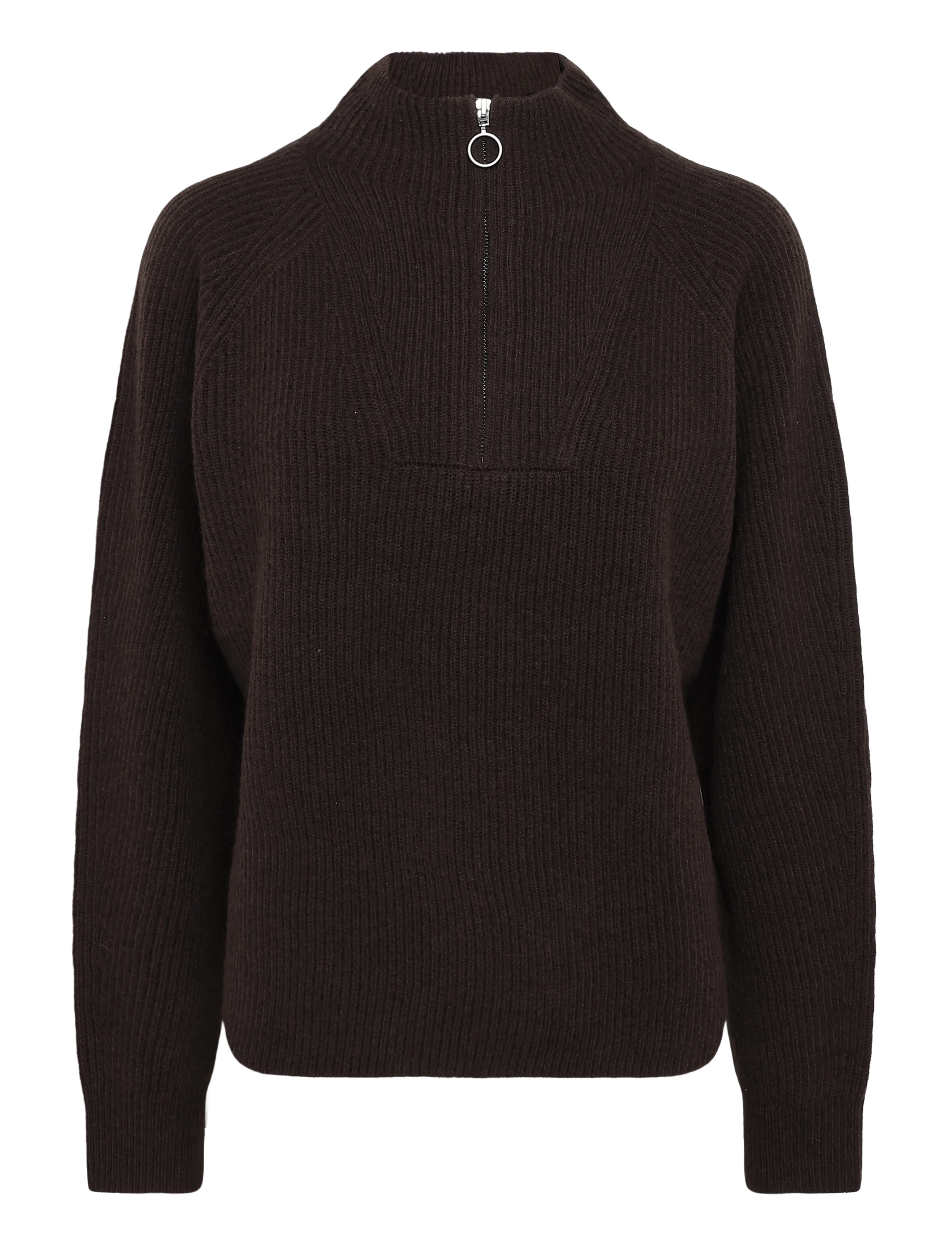 Marc O'Polo Knit pullover, Longsleeve, Troyer,Zipper - Tøj - ESPRESSO BROWN / brown