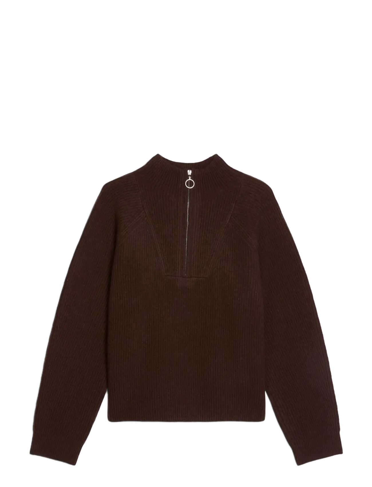 Marc O'Polo Knit pullover, Longsleeve, Troyer,Zipper - Pullover - ESPRESSO BROWN / brown
