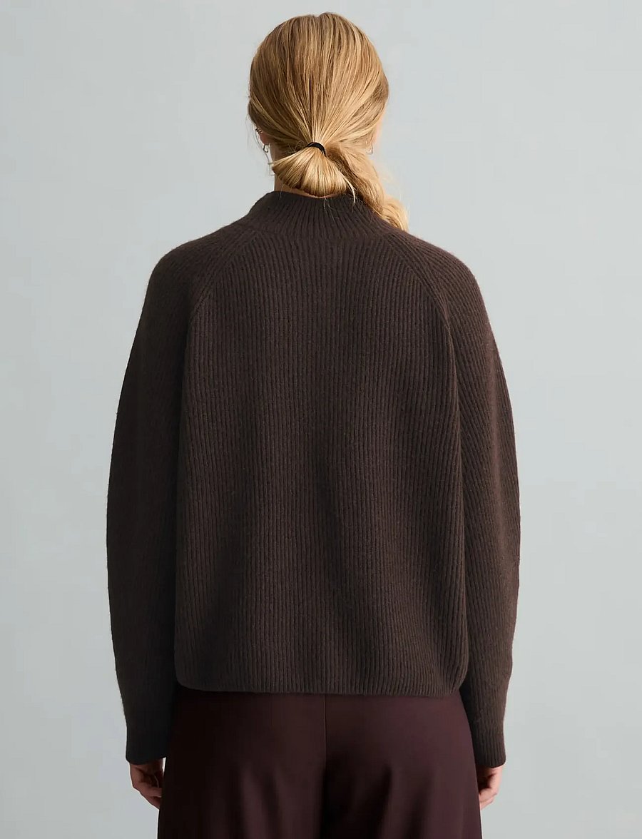 Marc O'Polo - Knit pullover, Longsleeve, Troyer,Zipper - stickade tröjor - espresso brown - 3