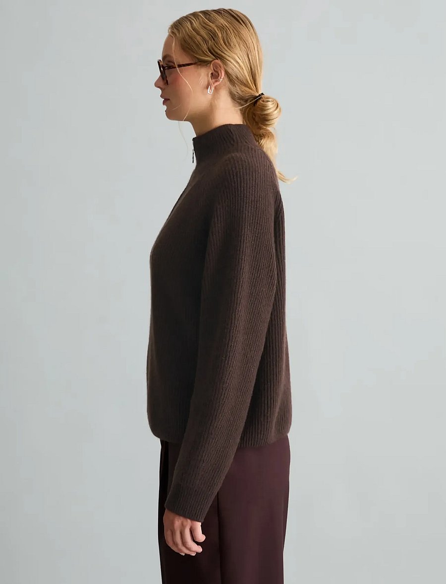 Marc O'Polo - Knit pullover, Longsleeve, Troyer,Zipper - stickade tröjor - espresso brown - 5