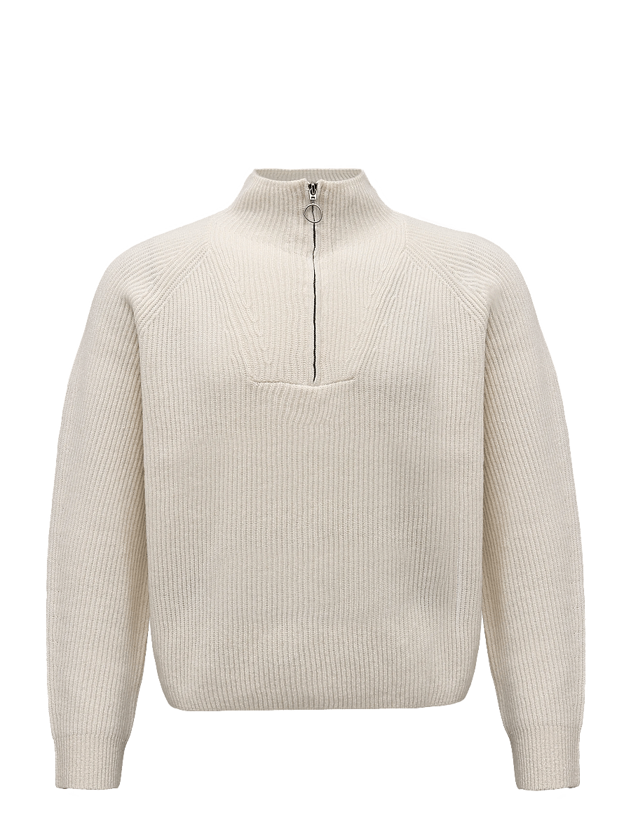 Marc O'Polo - Knit pullover, Longsleeve, Troyer,Zipper - stickade tröjor - white blush - 1