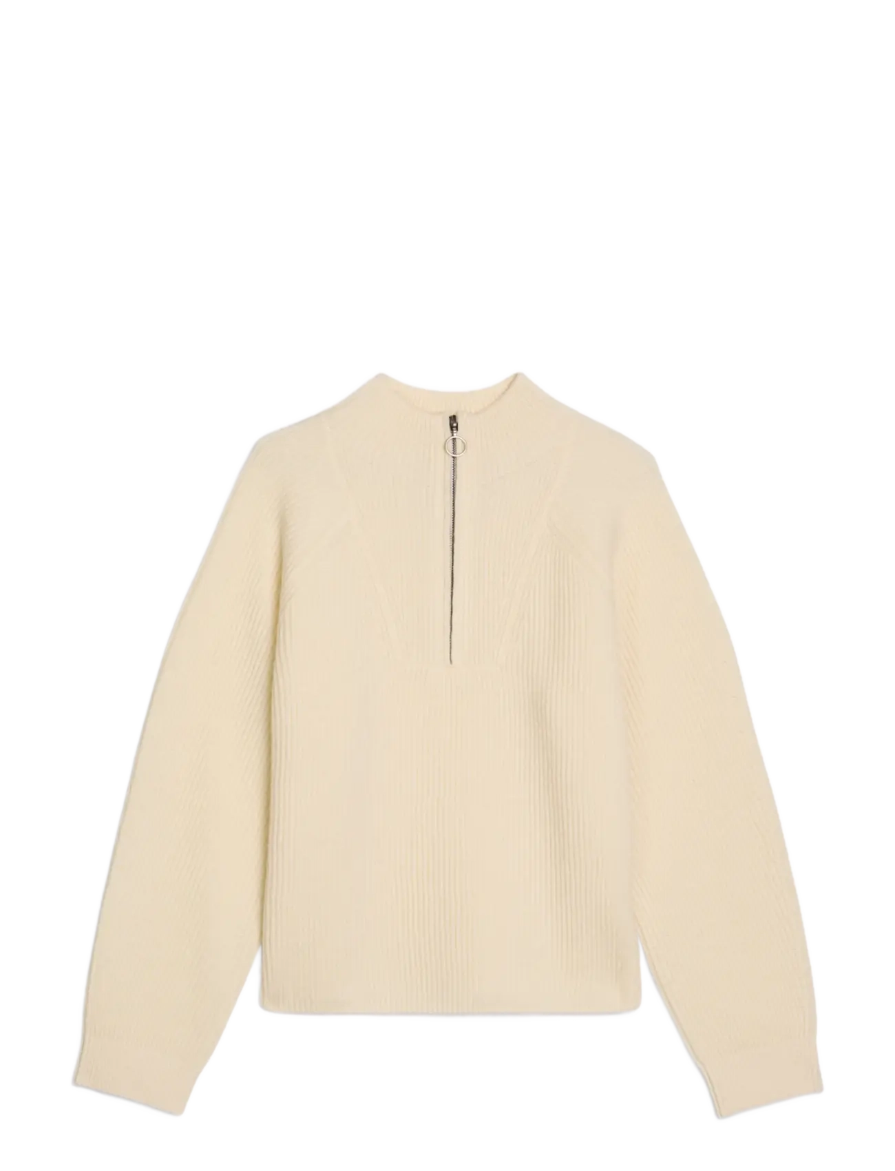 Marc O'Polo Knit pullover, Longsleeve, Troyer,Zipper - Striktrøjer - WHITE BLUSH / cream