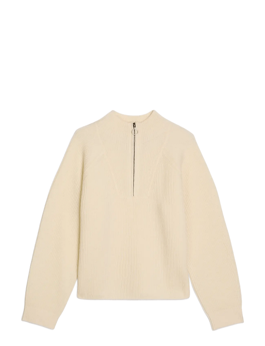 Marc O'Polo - Knit pullover, Longsleeve, Troyer,Zipper - striktrøjer - white blush - 1