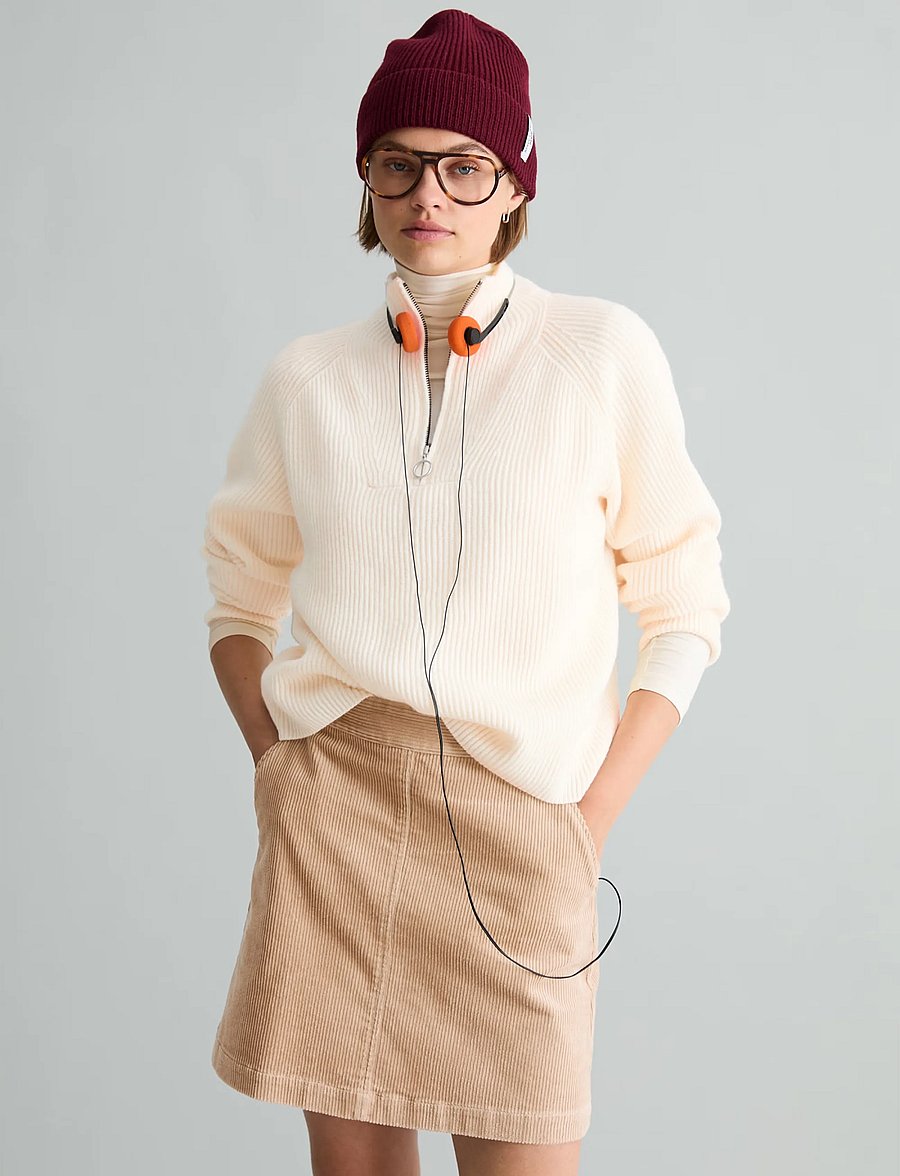 Marc O'Polo - Knit pullover, Longsleeve, Troyer,Zipper - striktrøjer - white blush - 0