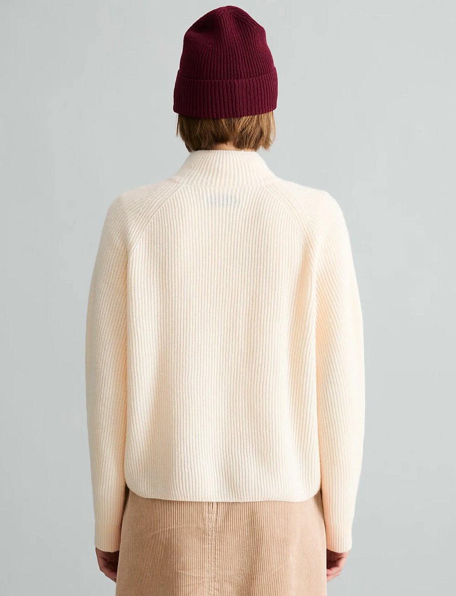 Marc O'Polo - Knit pullover, Longsleeve, Troyer,Zipper - striktrøjer - white blush - 2