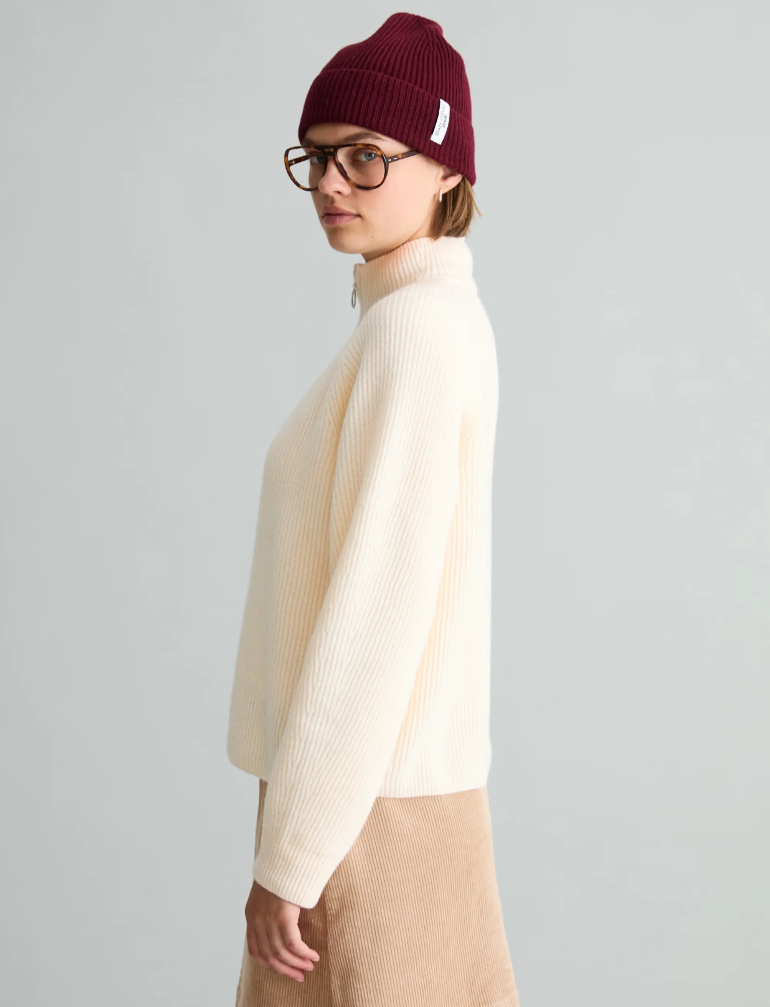 Marc O'Polo - Knit pullover, Longsleeve, Troyer,Zipper - striktrøjer - white blush - 4