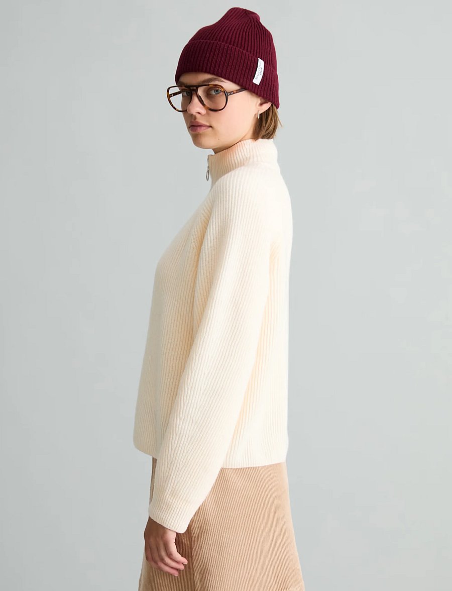 Marc O'Polo - Knit pullover, Longsleeve, Troyer,Zipper - striktrøjer - white blush - 4