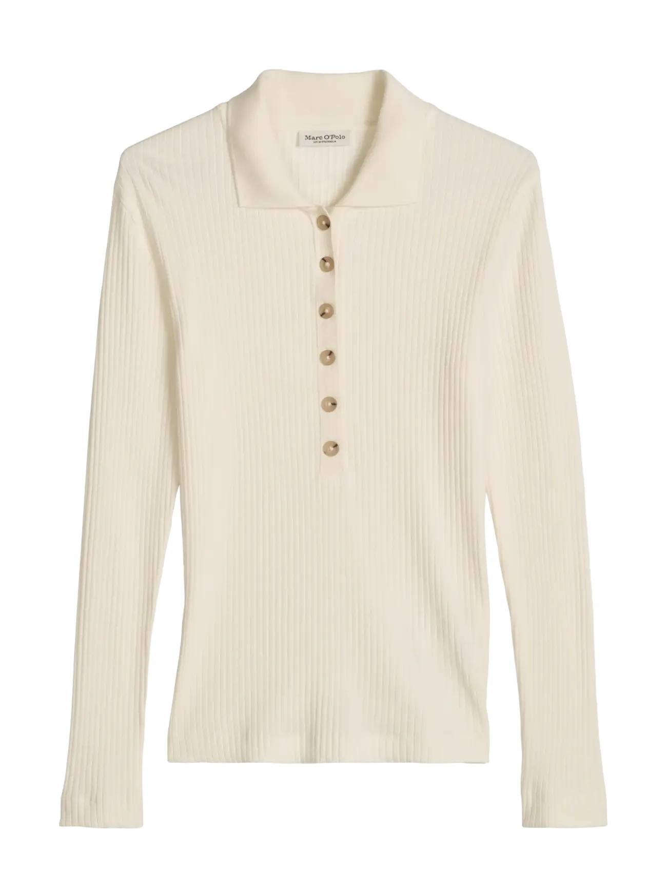 Marc O'Polo Jersey Poloshirts Longsleeve - Polo Shirts - WHITE COTTON / cream