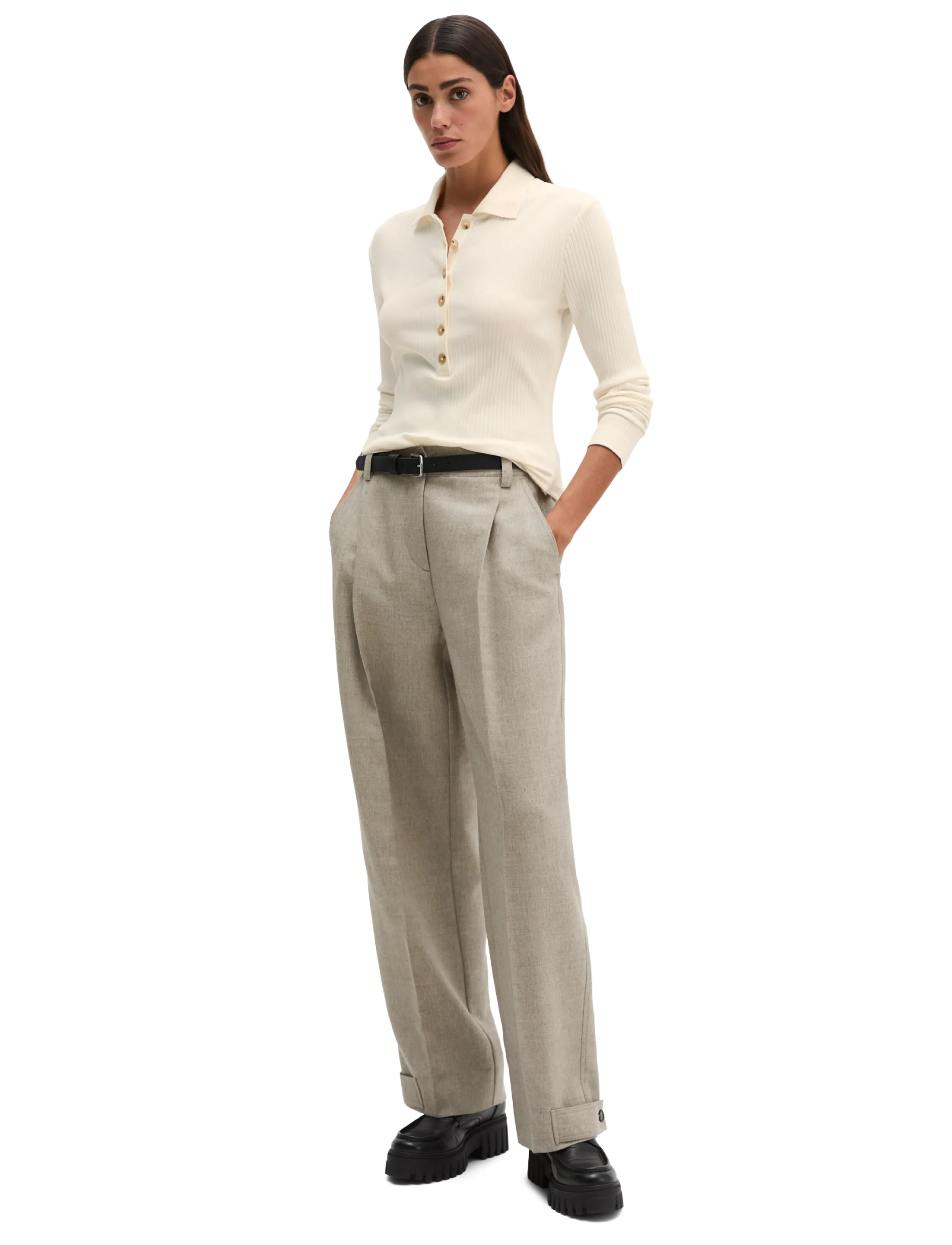 Marc O'Polo - Jersey Poloshirts Longsleeve - poloshirts - white cotton - 4