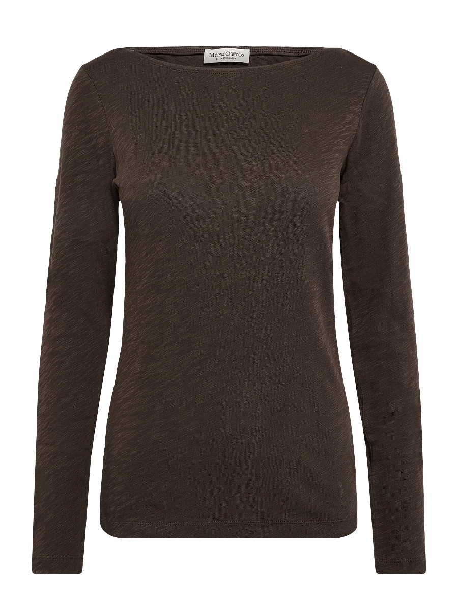 Marc O'Polo - T-Shirt, Longsleeve, Boat Neck - langærmede toppe - burnt coffee - 1