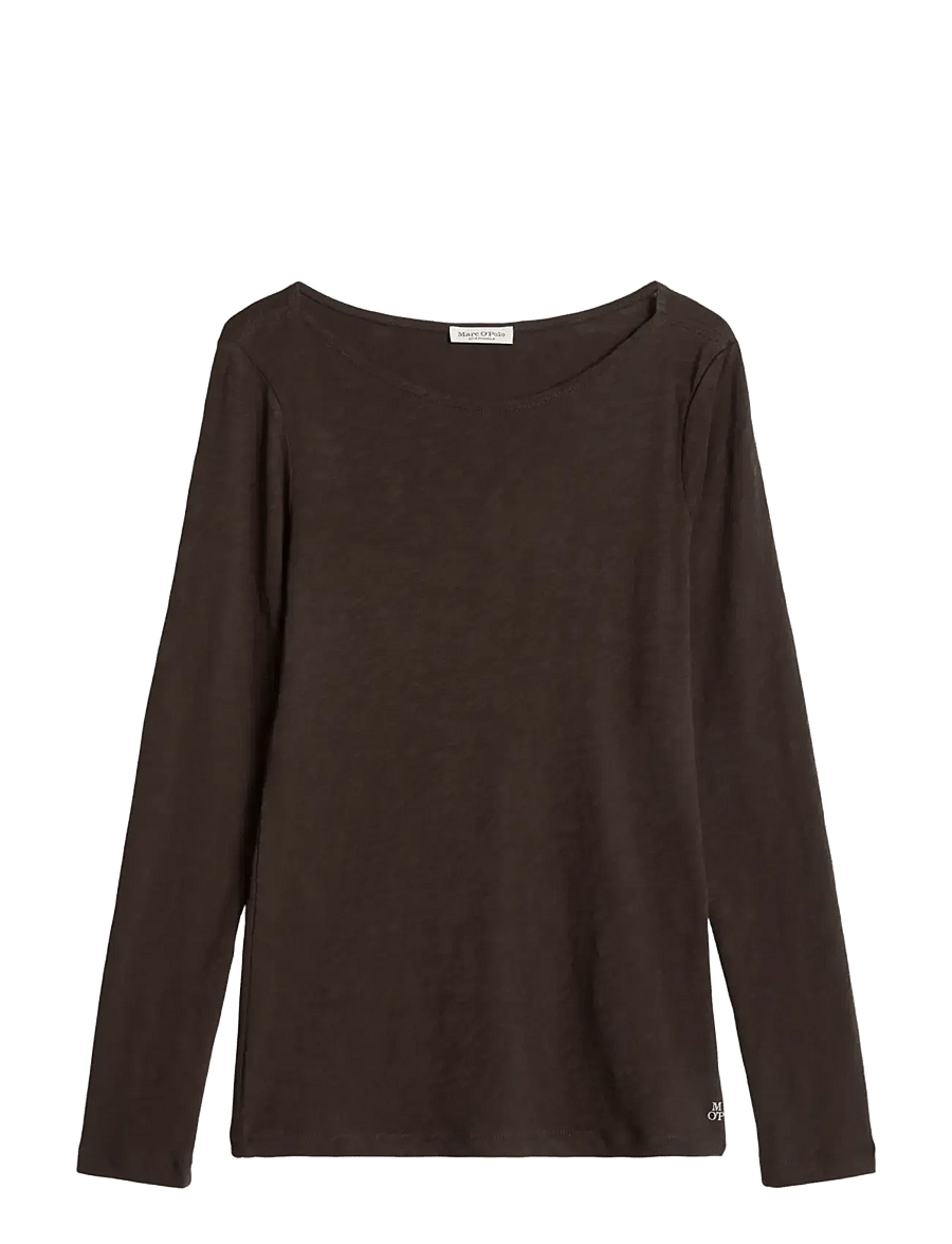 Marc O'Polo - T-Shirt, Longsleeve, Boat Neck - långärmade toppar - burnt coffee - 1