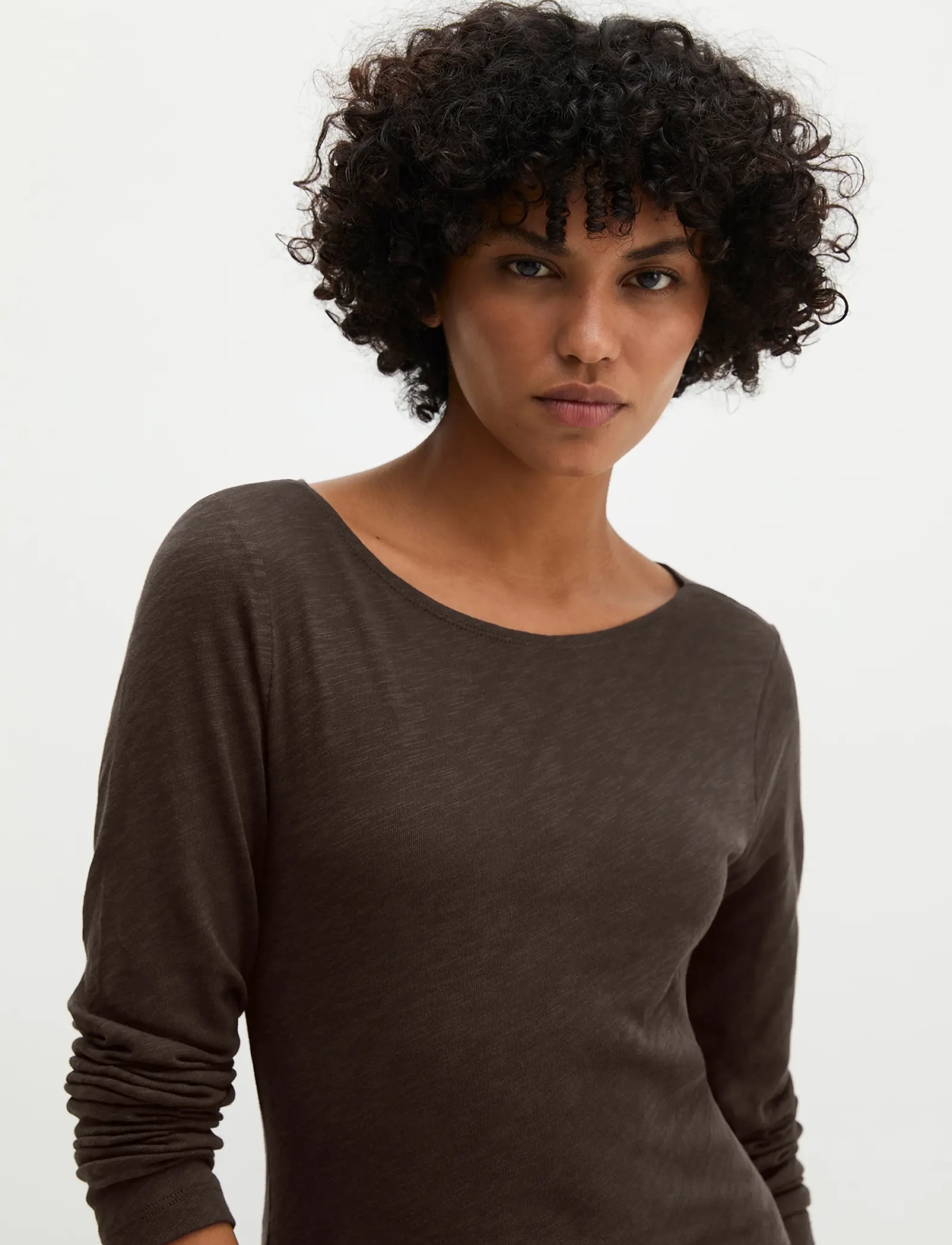 Marc O'Polo T-Shirt, Longsleeve, Boat Neck - Långärmade toppar - BURNT COFFEE / brown