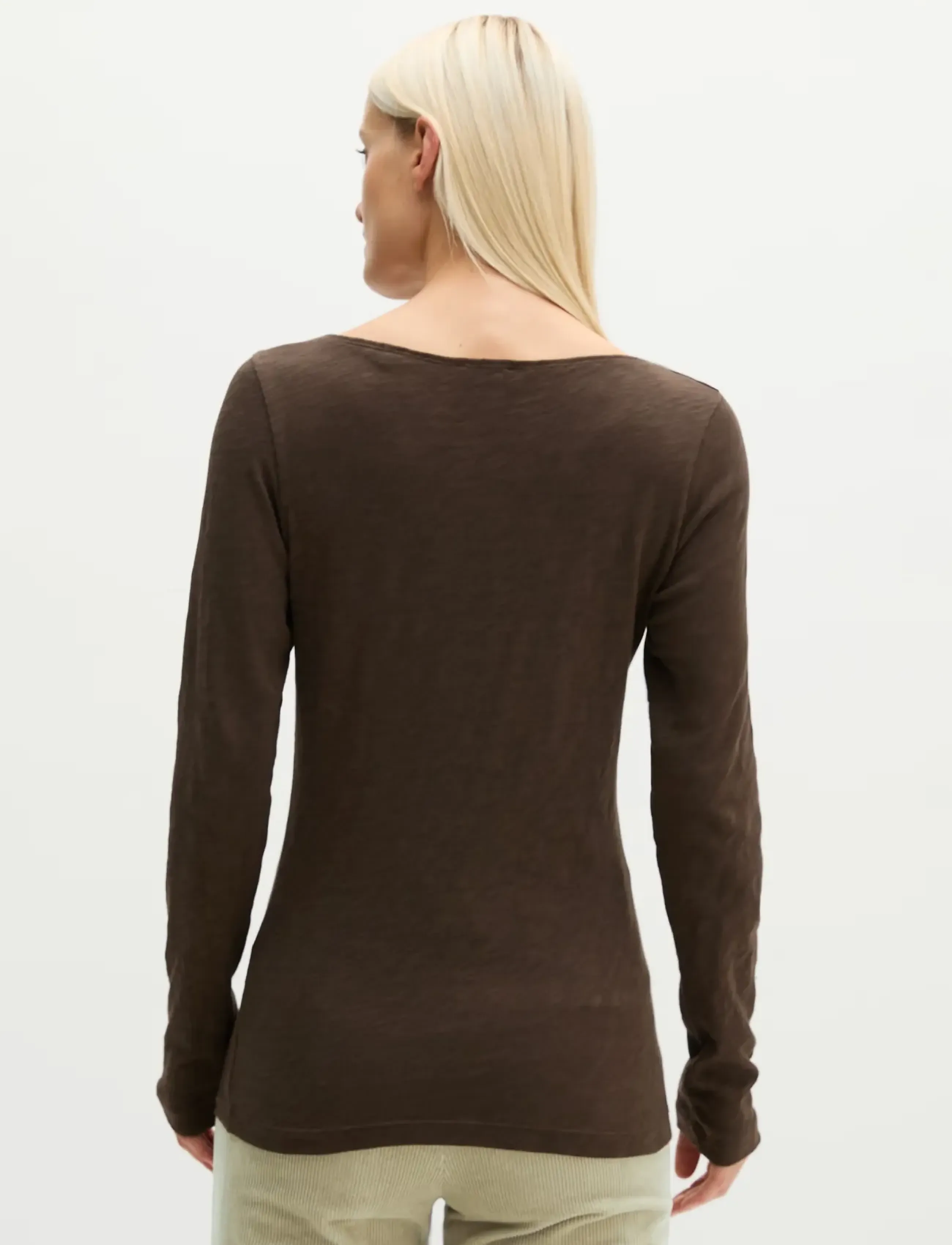 Marc O'Polo - T-Shirt, Longsleeve, Boat Neck - långärmade toppar - burnt coffee - 3