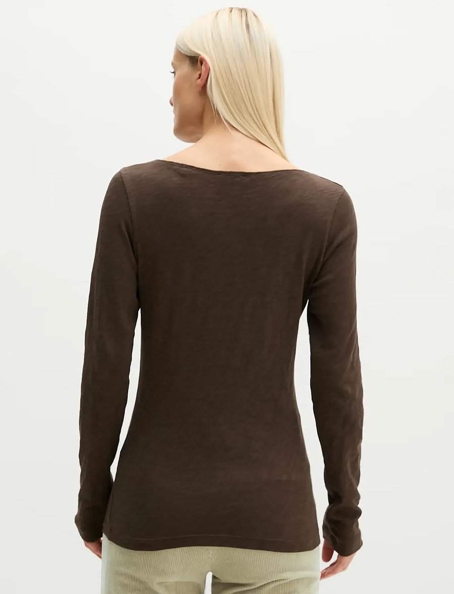 Marc O'Polo - T-Shirt, Longsleeve, Boat Neck - långärmade toppar - burnt coffee - 3
