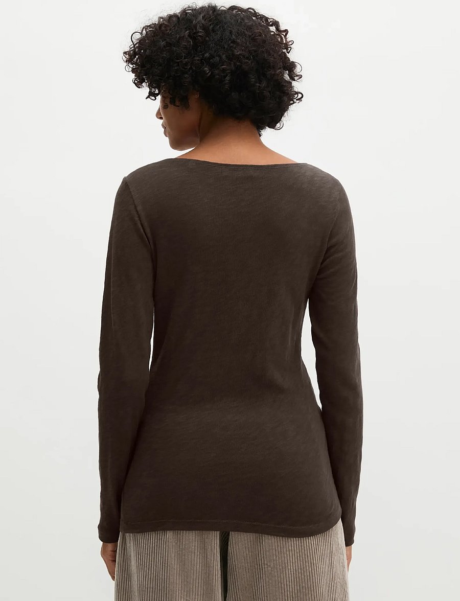 Marc O'Polo - T-Shirt, Longsleeve, Boat Neck - långärmade toppar - burnt coffee - 2