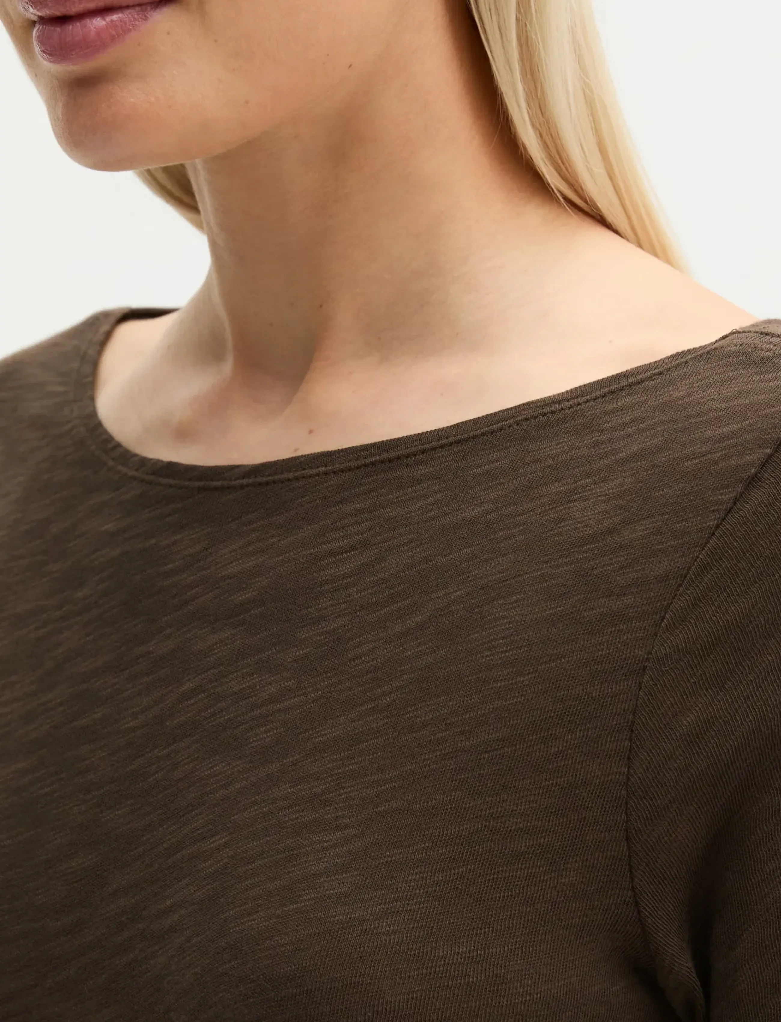 Marc O'Polo - T-Shirt, Longsleeve, Boat Neck - långärmade toppar - burnt coffee - 4
