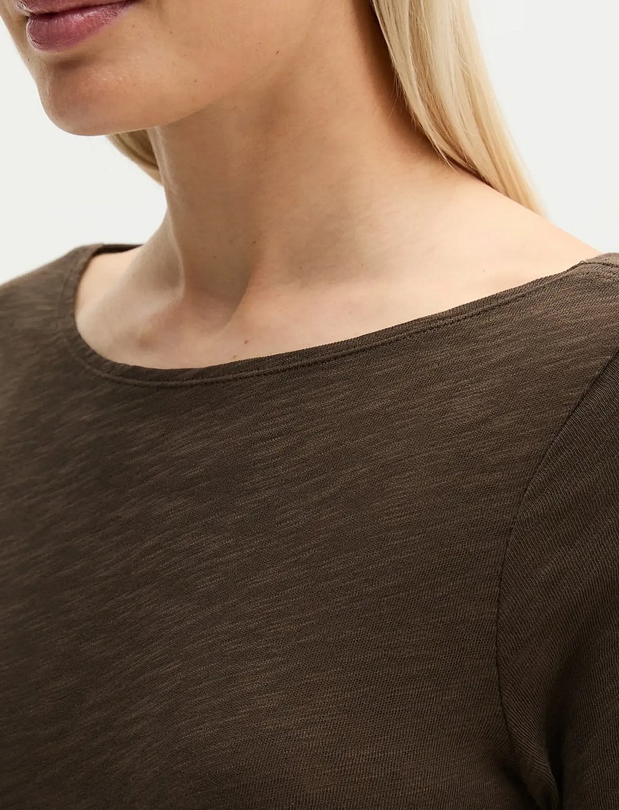 Marc O'Polo - T-Shirt, Longsleeve, Boat Neck - långärmade toppar - burnt coffee - 4