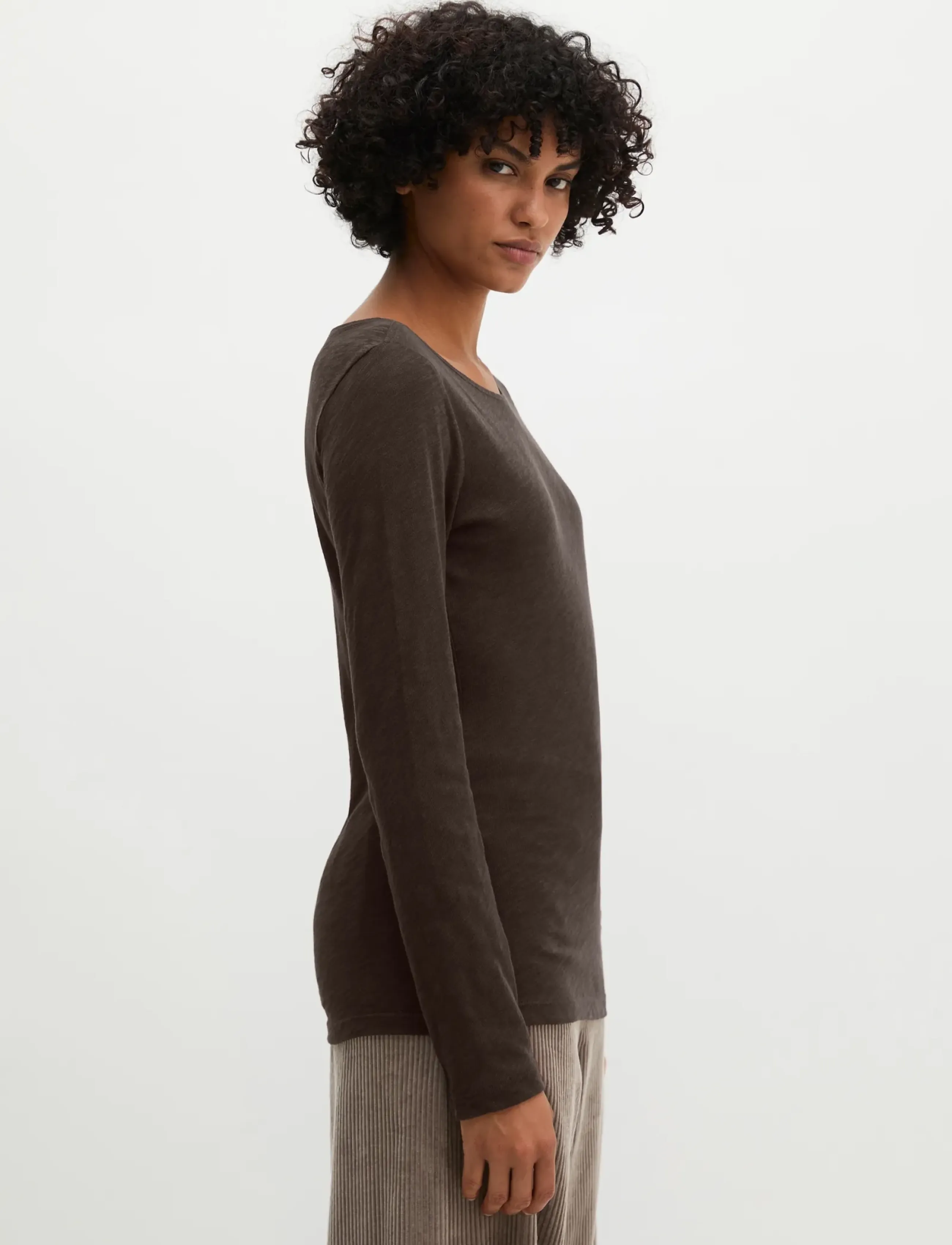 Marc O'Polo - T-Shirt, Longsleeve, Boat Neck - långärmade toppar - burnt coffee - 4