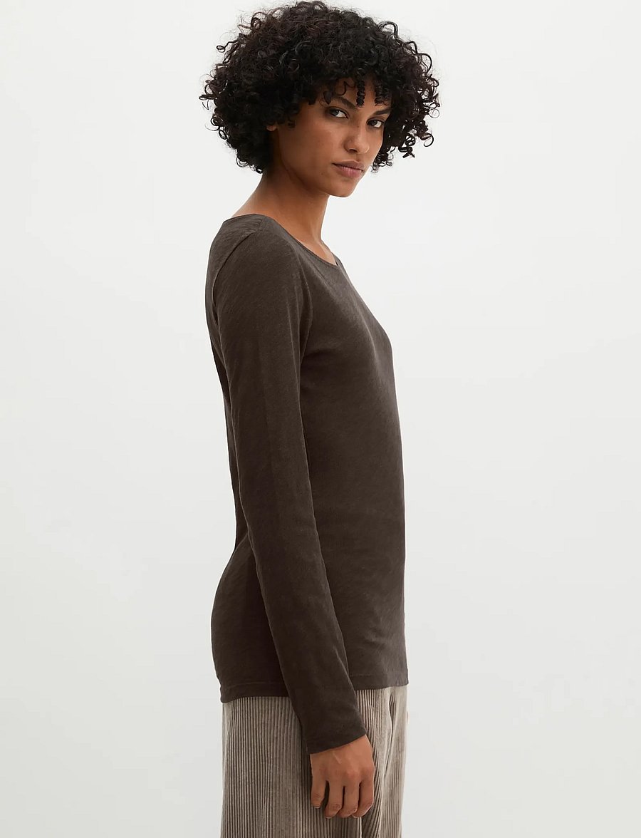 Marc O'Polo - T-Shirt, Longsleeve, Boat Neck - långärmade toppar - burnt coffee - 4