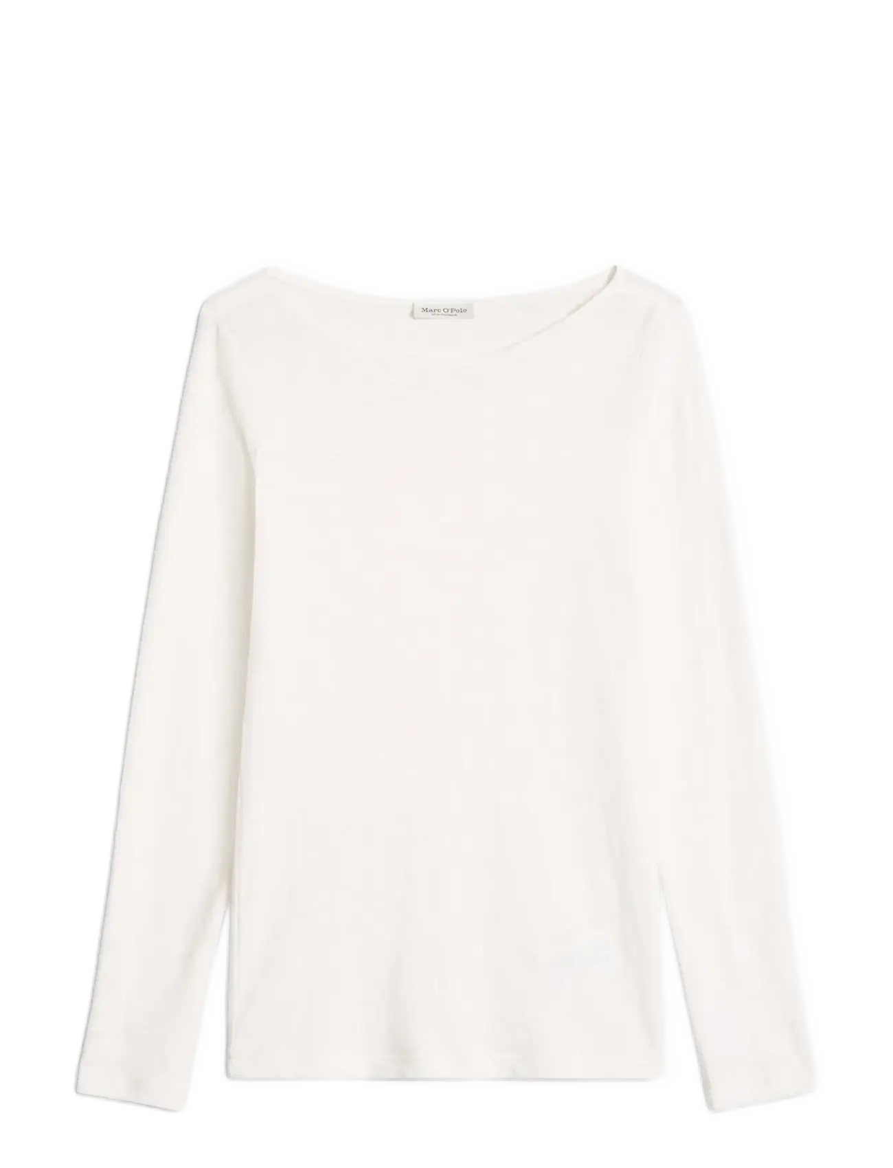 Marc O'Polo - T-Shirt, Longsleeve, Boat Neck - long-sleeved tops - white cotton - 1