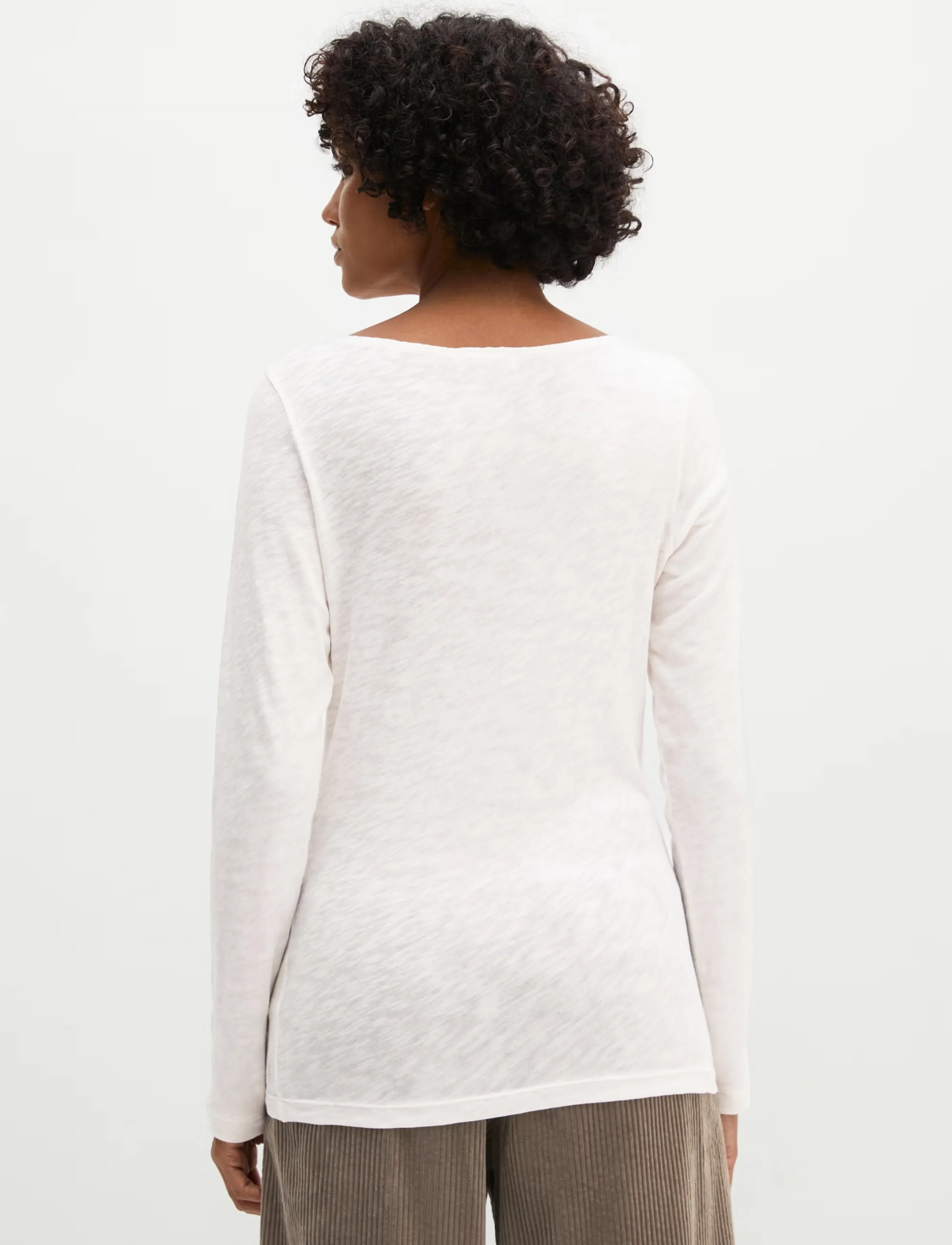 Marc O'Polo - T-Shirt, Longsleeve, Boat Neck - long-sleeved tops - white cotton - 2
