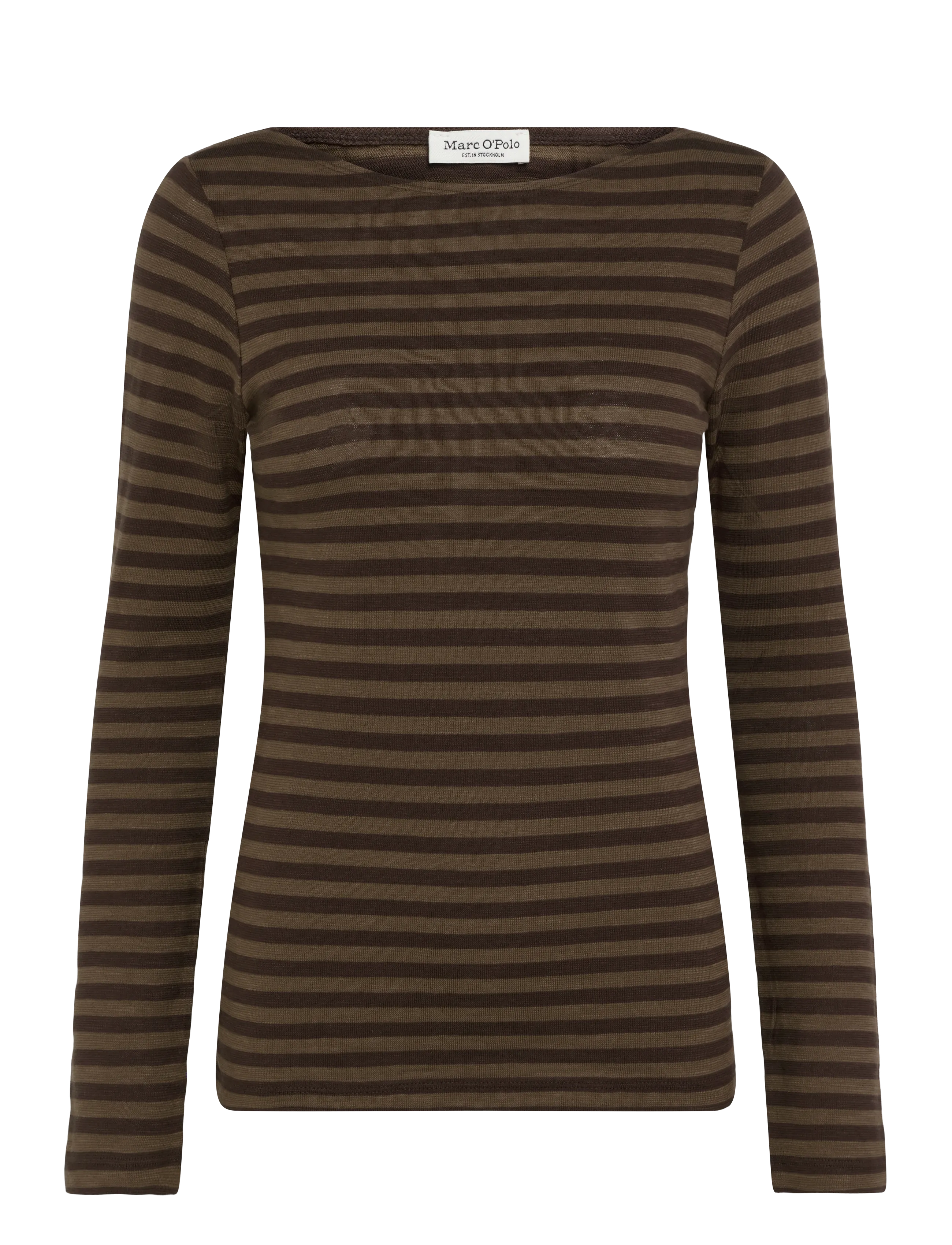 Marc O'Polo - T-Shirt, Longsleeve, Stripe - langærmede toppe - dark brown_multi_02 - 1