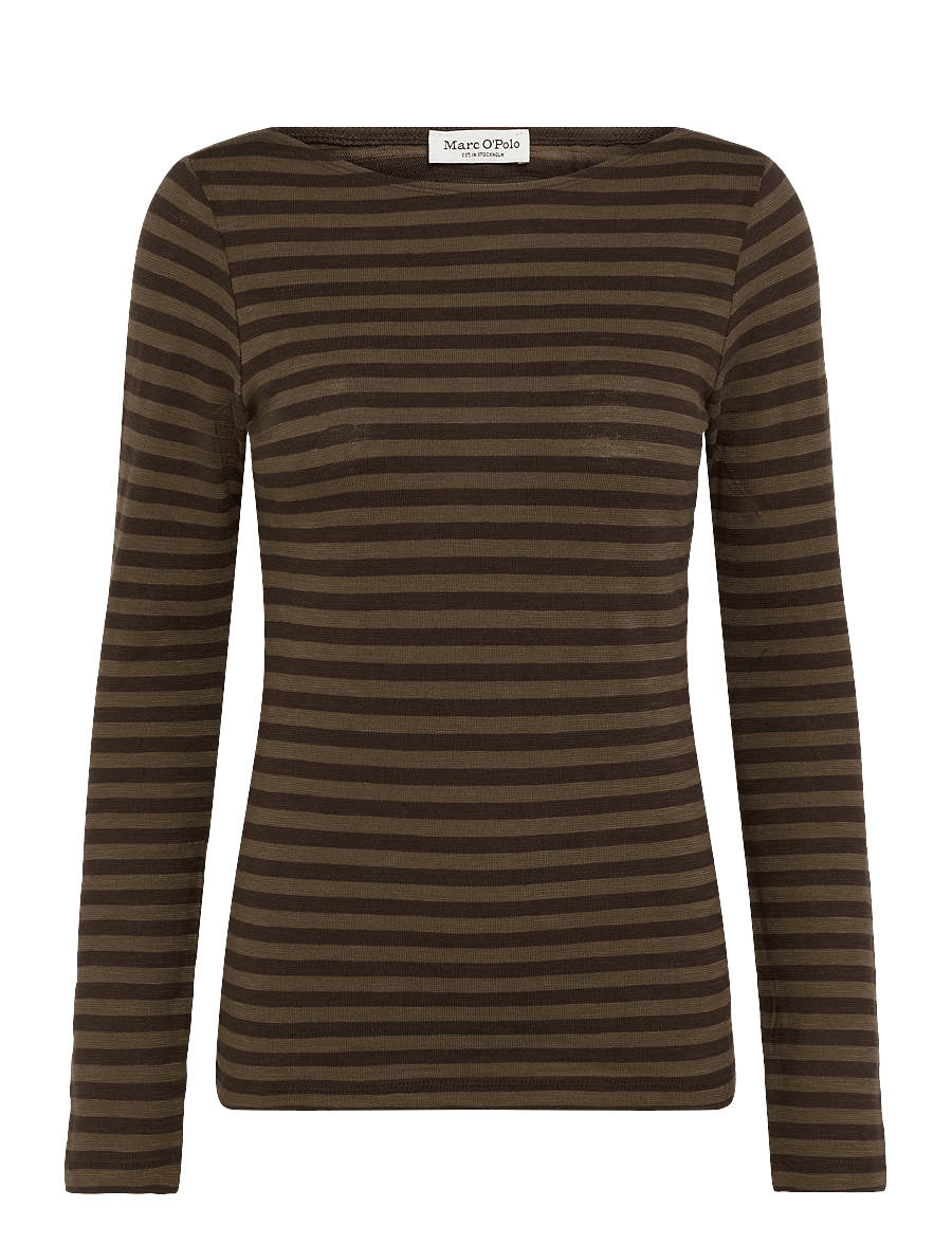 Marc O'Polo - T-Shirt, Longsleeve, Stripe - langærmede toppe - dark brown_multi_02 - 1