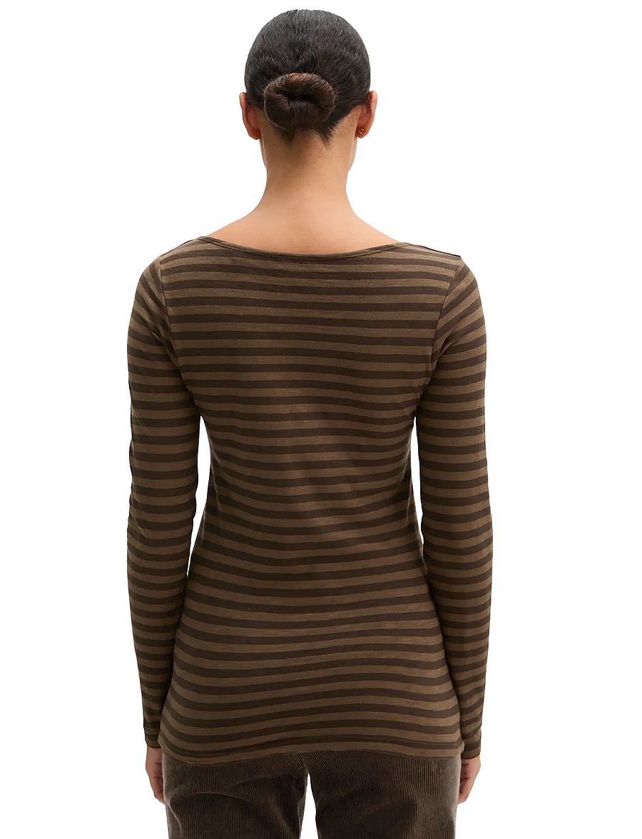 Marc O'Polo - T-Shirt, Longsleeve, Stripe - long-sleeved tops - dark brown_multi_02 - 2