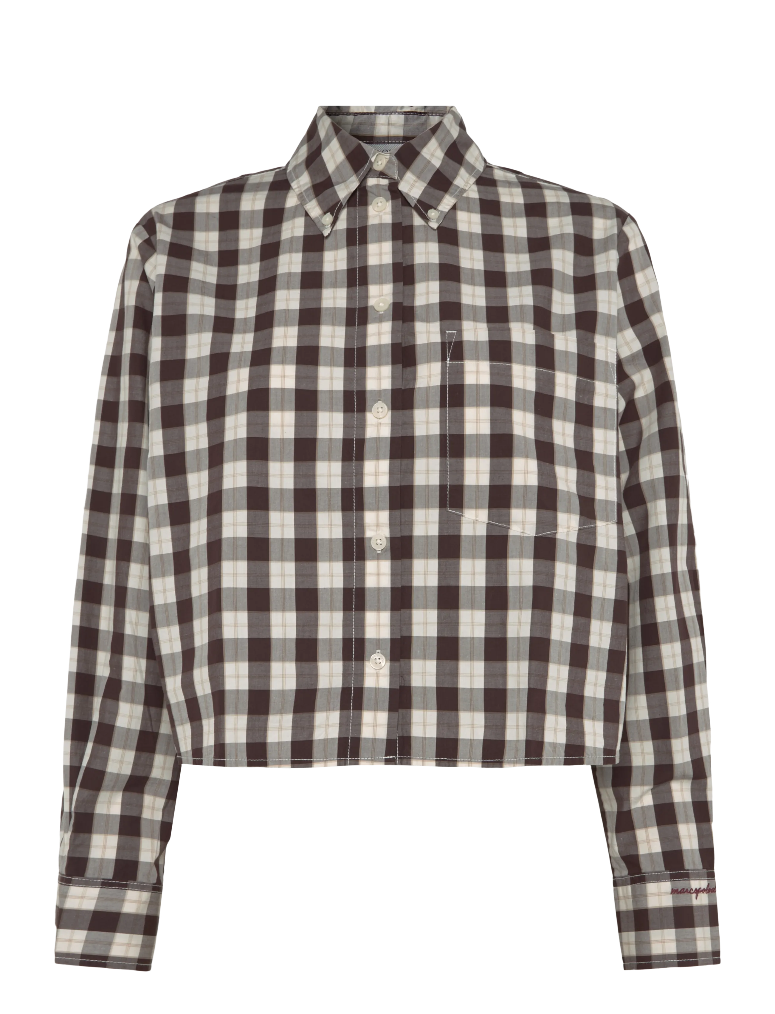 Marc O'Polo Woven Blouses Longsleeve - Clothing - OFFWHITE_MULTI_03 / brown