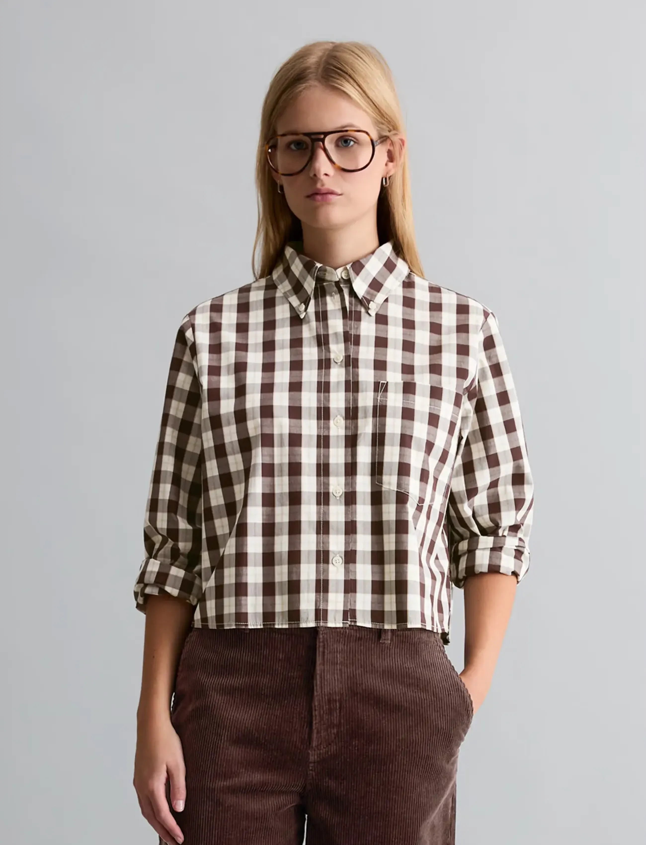 Marc O'Polo Woven Blouses Longsleeve - Hemden - OFFWHITE_MULTI_03 / brown