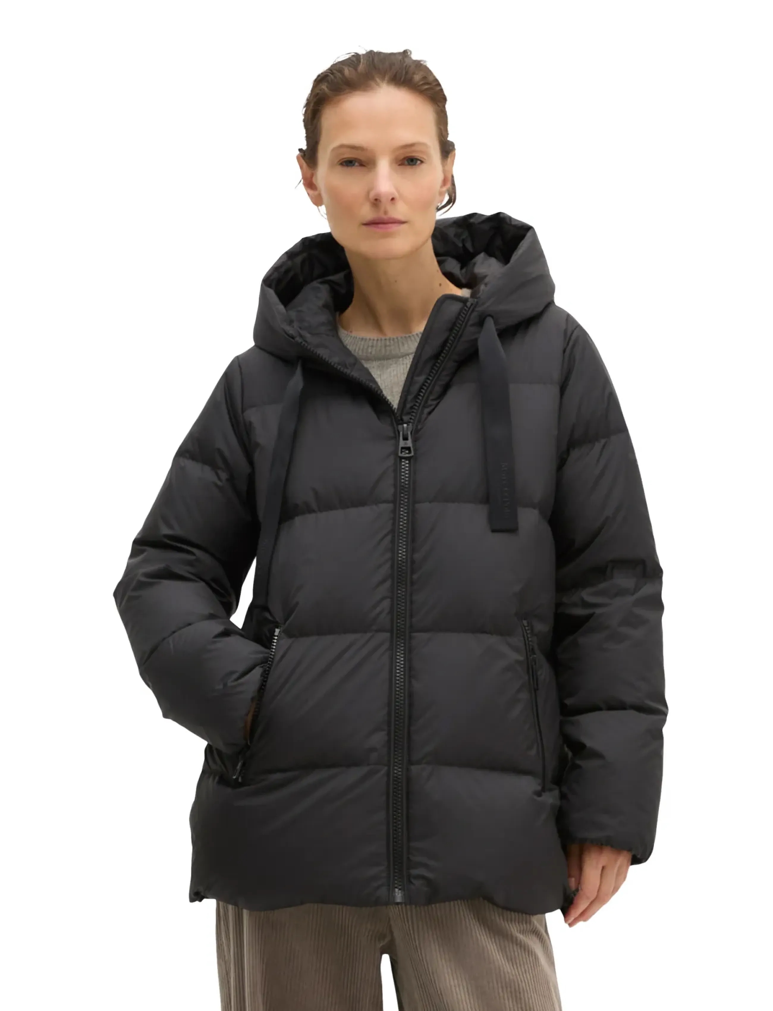 Marc O'Polo Woven Outdoor Jackets, Damen, Pufferjacke Mit Kapuze, Schwarz, Gr.38
