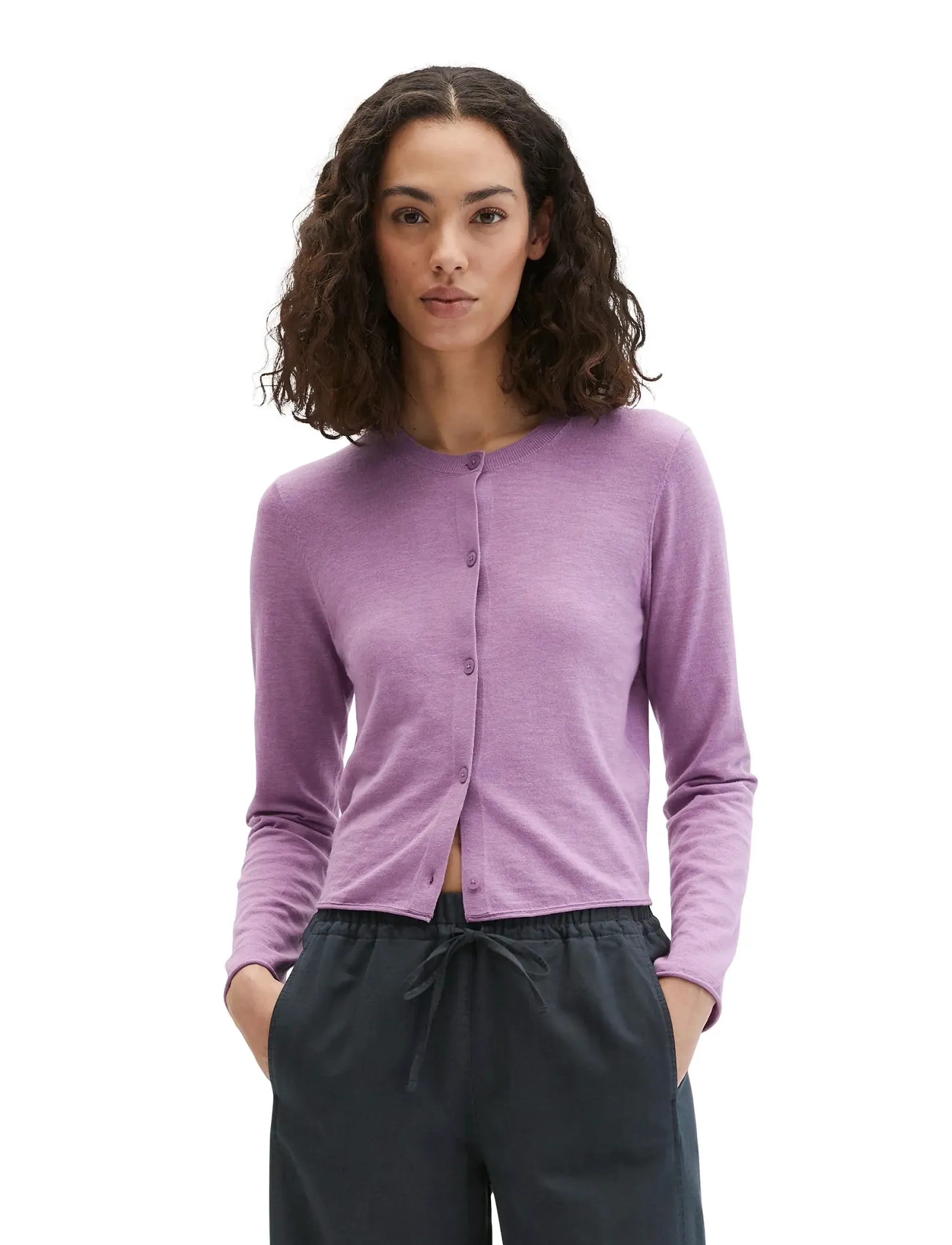 Marc O'Polo Cardigans Long Sleeve, Kvinder, Rundhalset Cardigan, Lila, Str: M