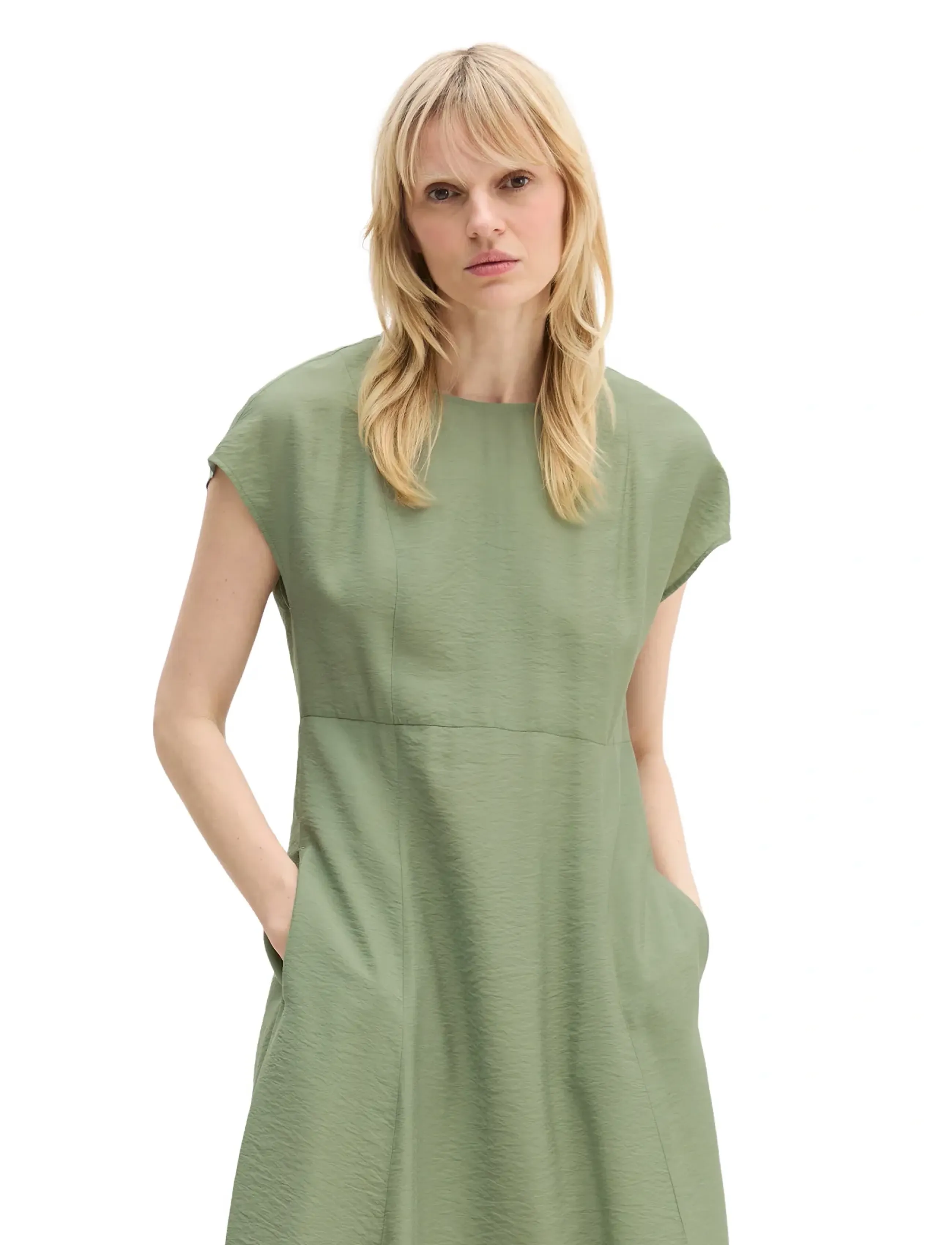 Marc O'Polo Woven Dresses, Kvinder, Midi Vævet Kjole, Grøn, Str: 34