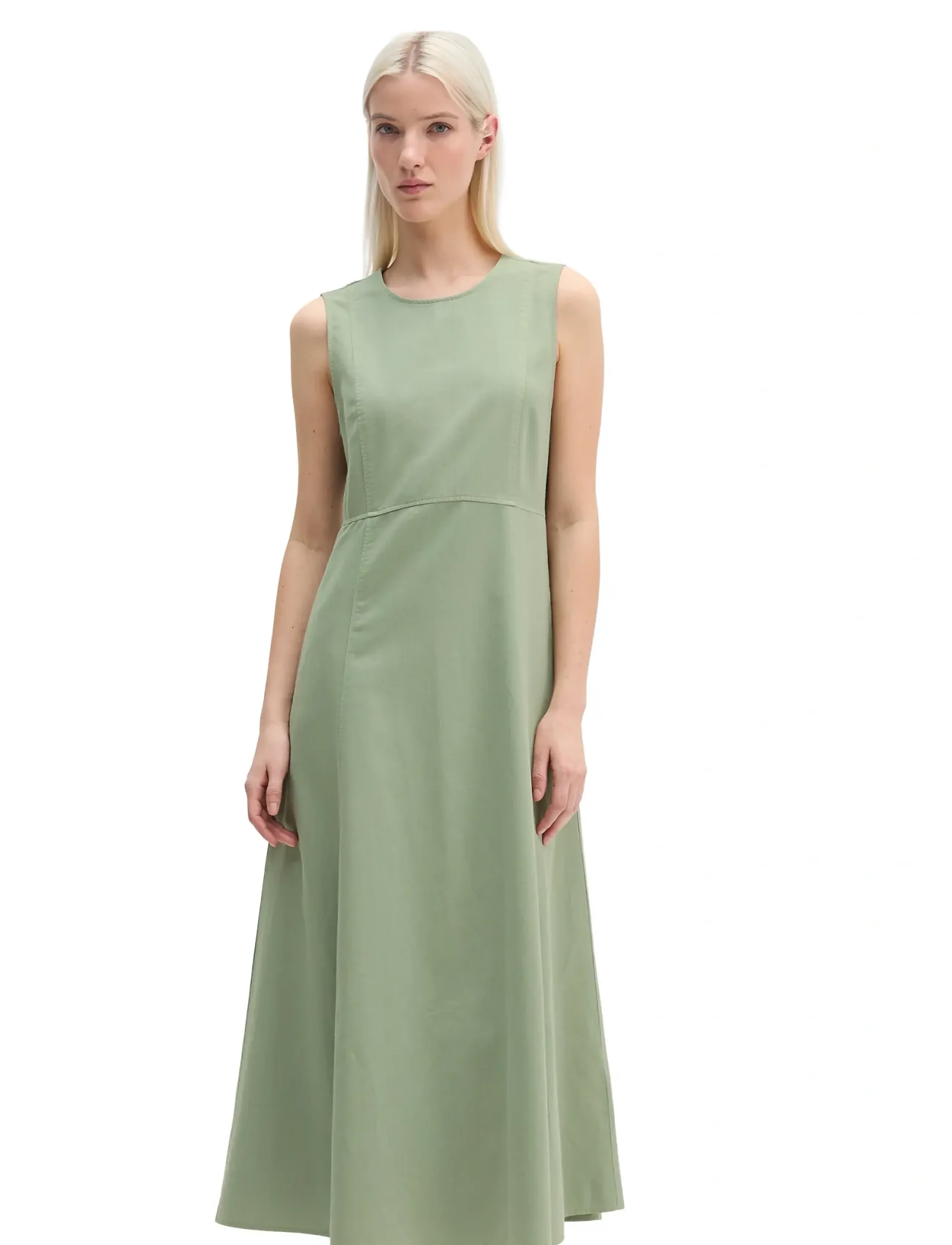 Marc O'Polo Woven Dresses, Kvinder, Ærmeløs Midi Kjole, Grøn, Str: 44