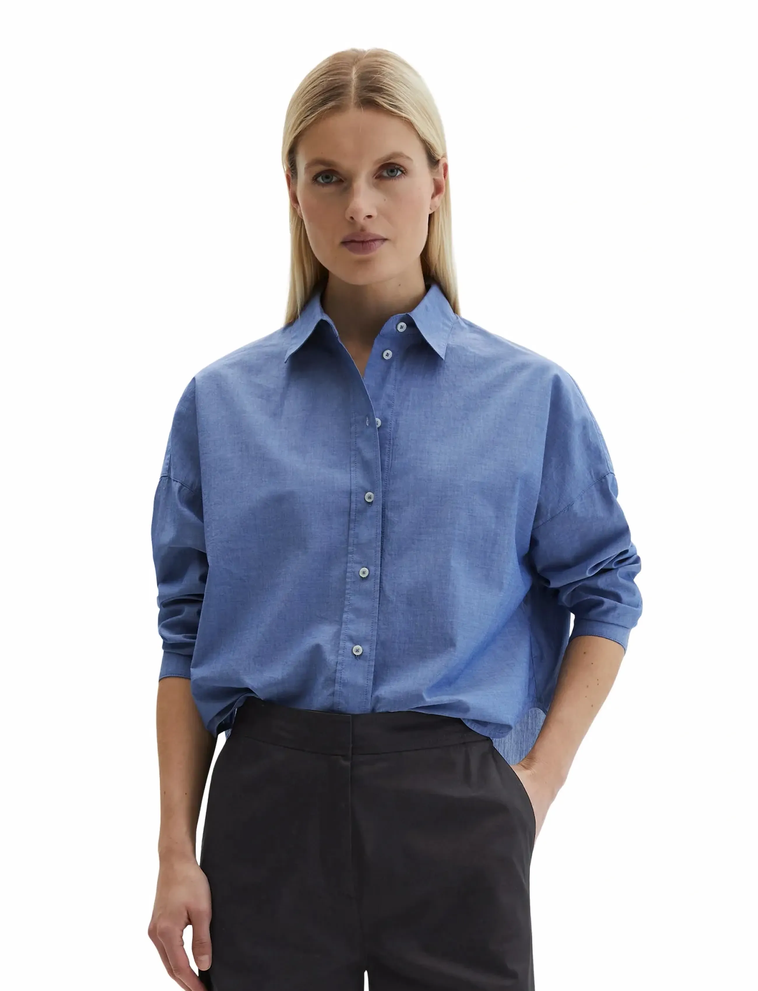 Marc O'Polo SHIRTS/BLOUSES LONG SLEEVE - Chemisier & Chemises - MID BLUE CHAMBRAY / blue
