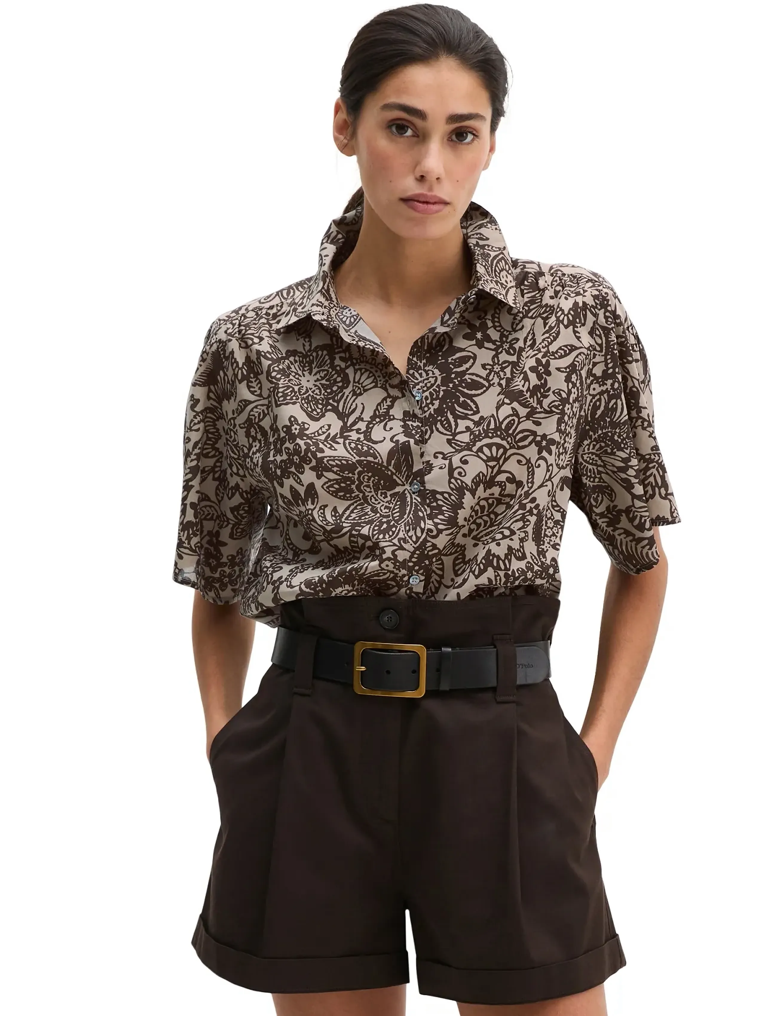 Marc O'Polo Shirts/Blouses Short Sleeve, 34, Brown, Bluser > Kortærmede, Dame