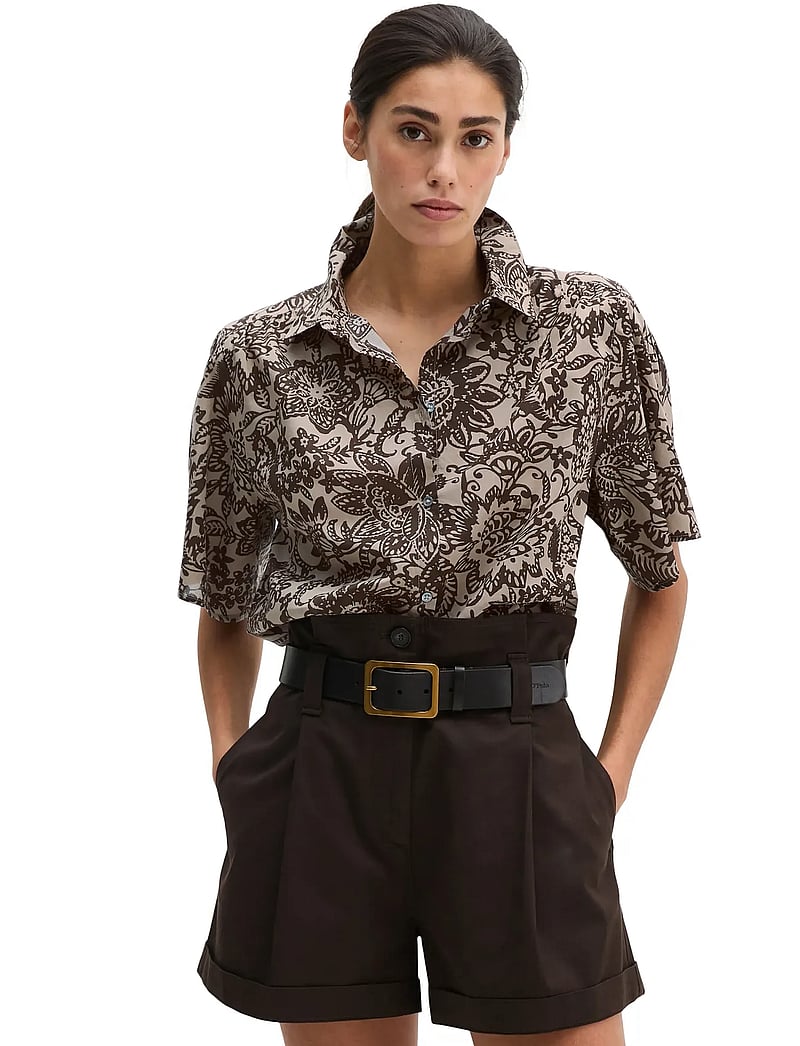 Marc O'Polo - SHIRTS/BLOUSES SHORT SLEEVE - kortærmede bluser - multi/ earthy taupe - 0