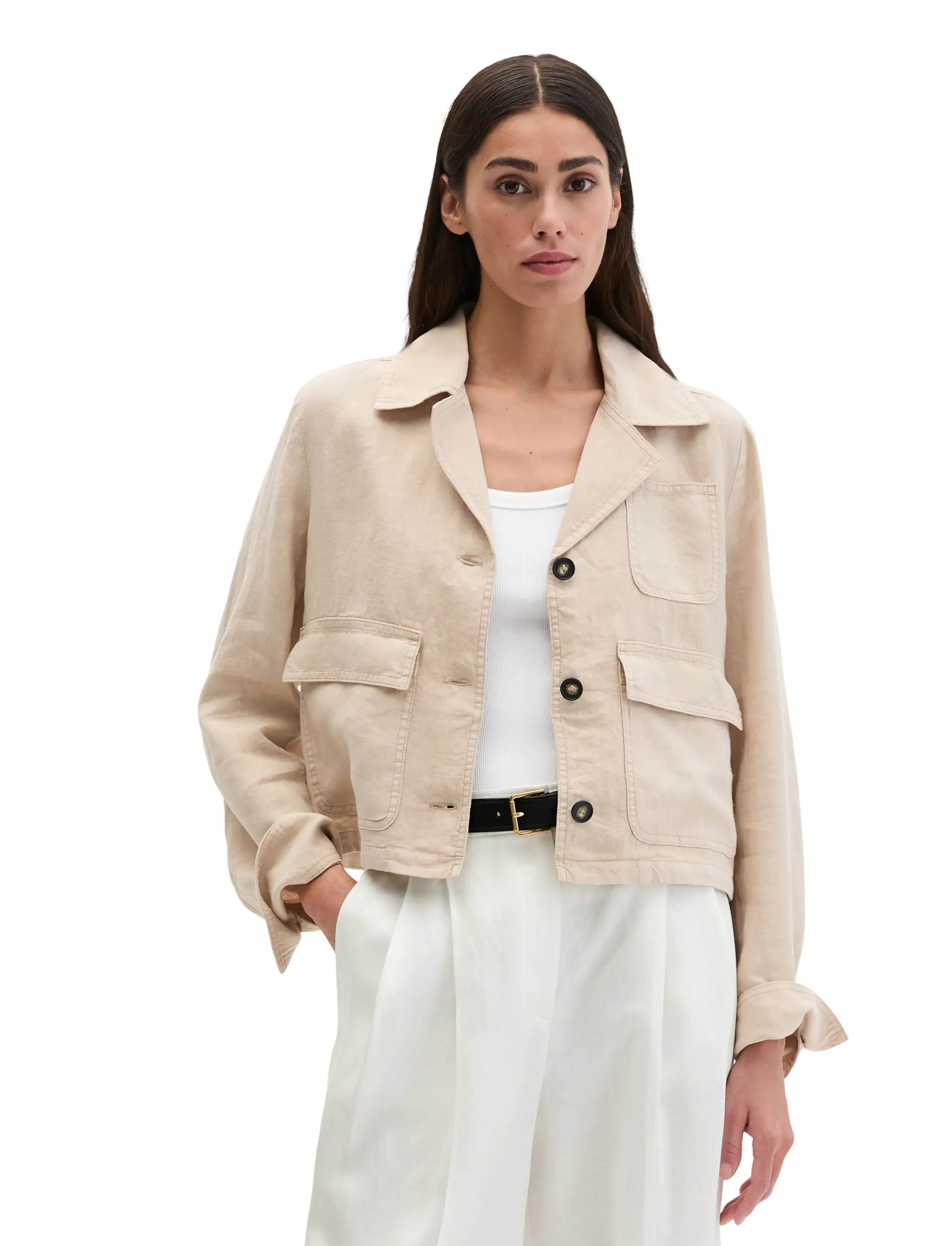 Marc O'Polo Woven Overshirts, Kvinder, Kort Overshirt, Cream, Str: 40