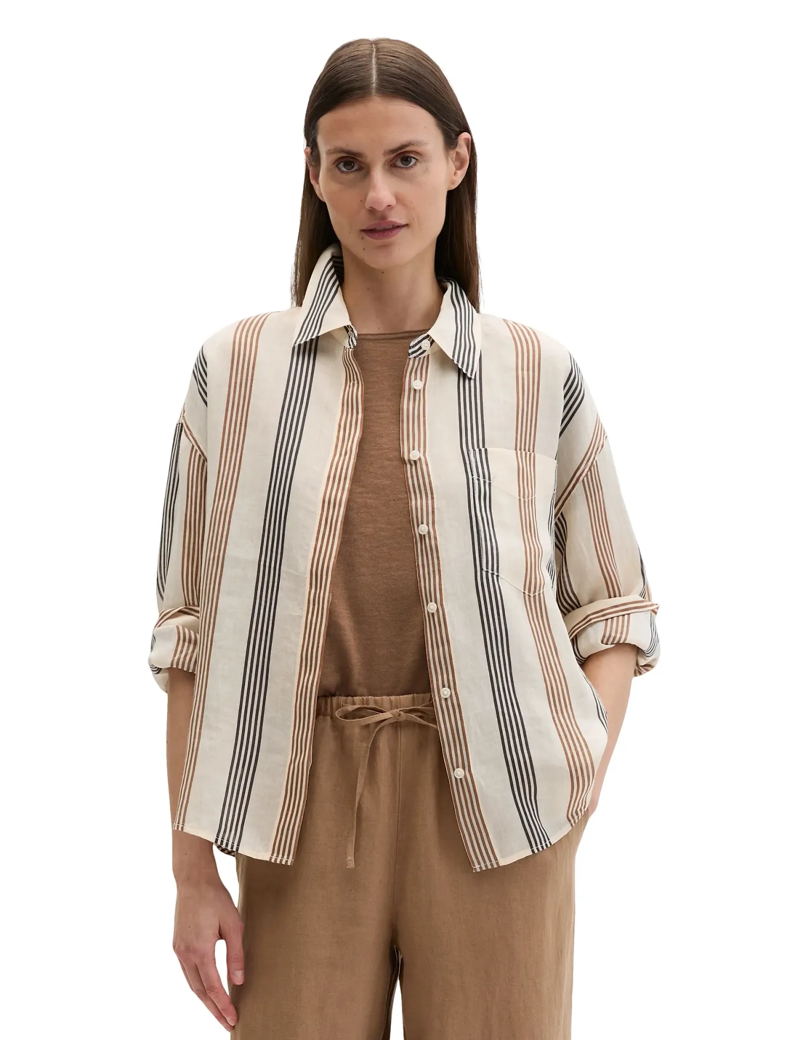 Marc O'Polo Woven Blouses Longsleeve, 44, Cream, Bluser > Langærmede, Dame