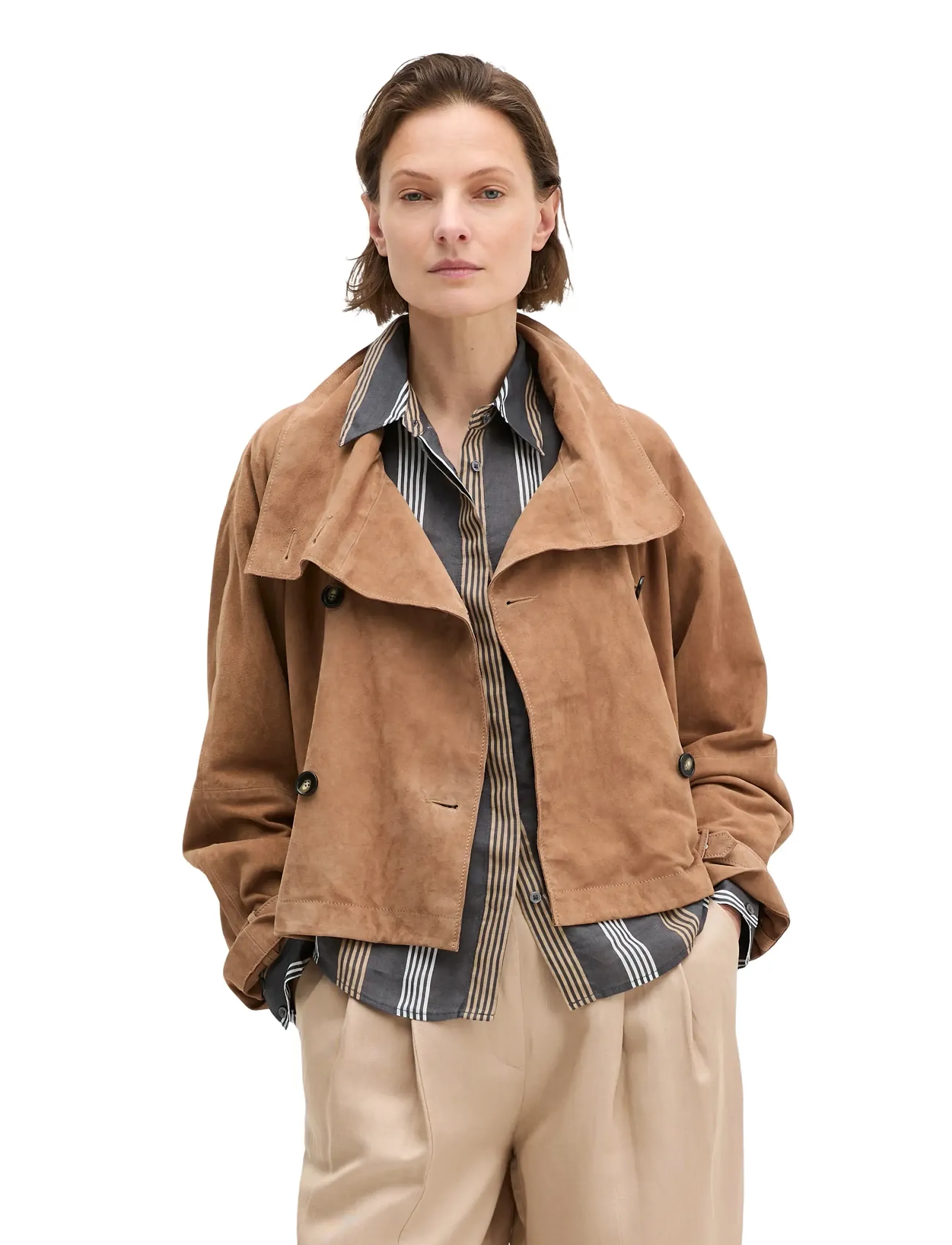 Marc O'Polo Leather Jackets, 44, Braun - Leather, Frauen