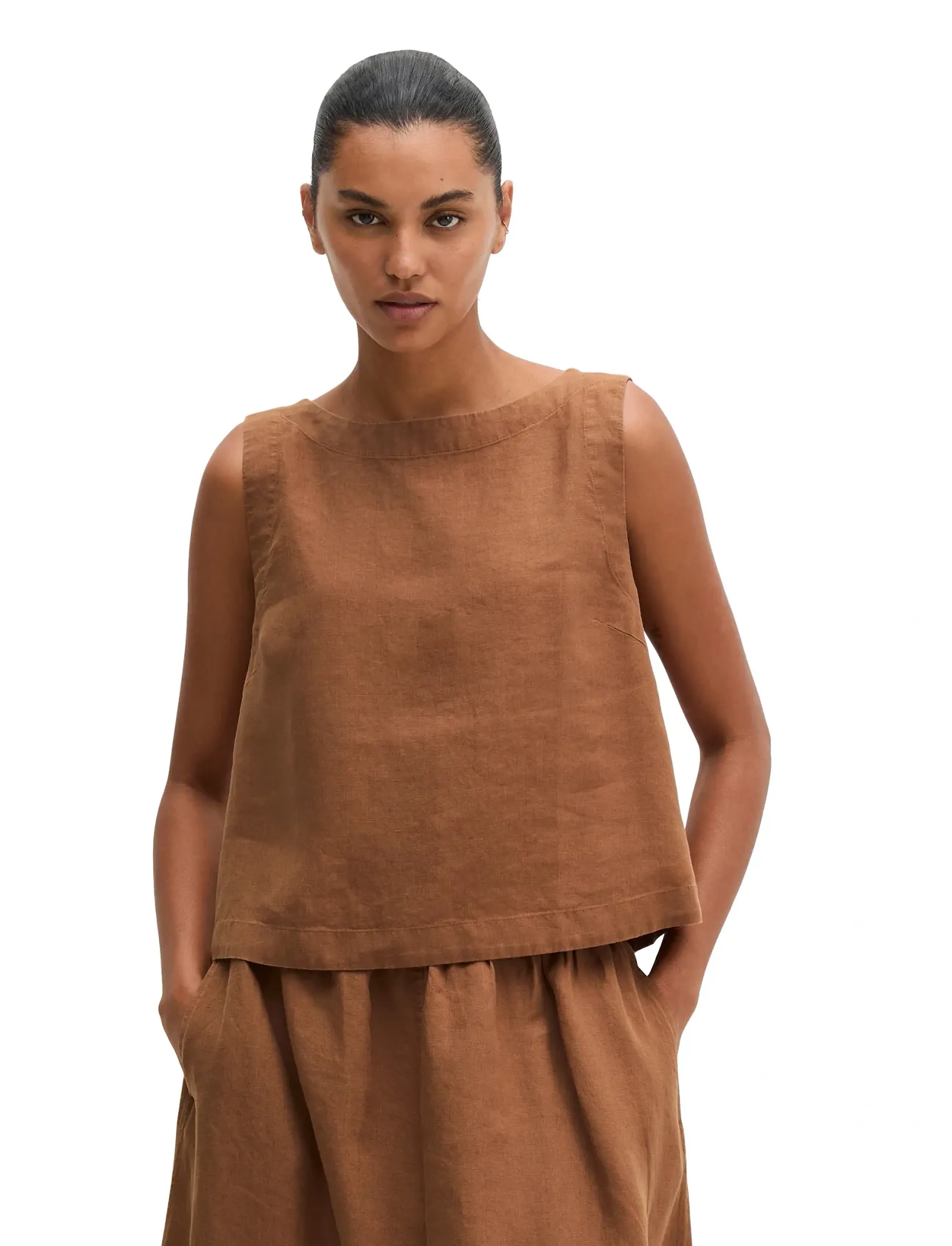 Marc O'Polo Woven Blouses Sleeveless, 40, Brown, Bluser > Uden Ærmer, Dame