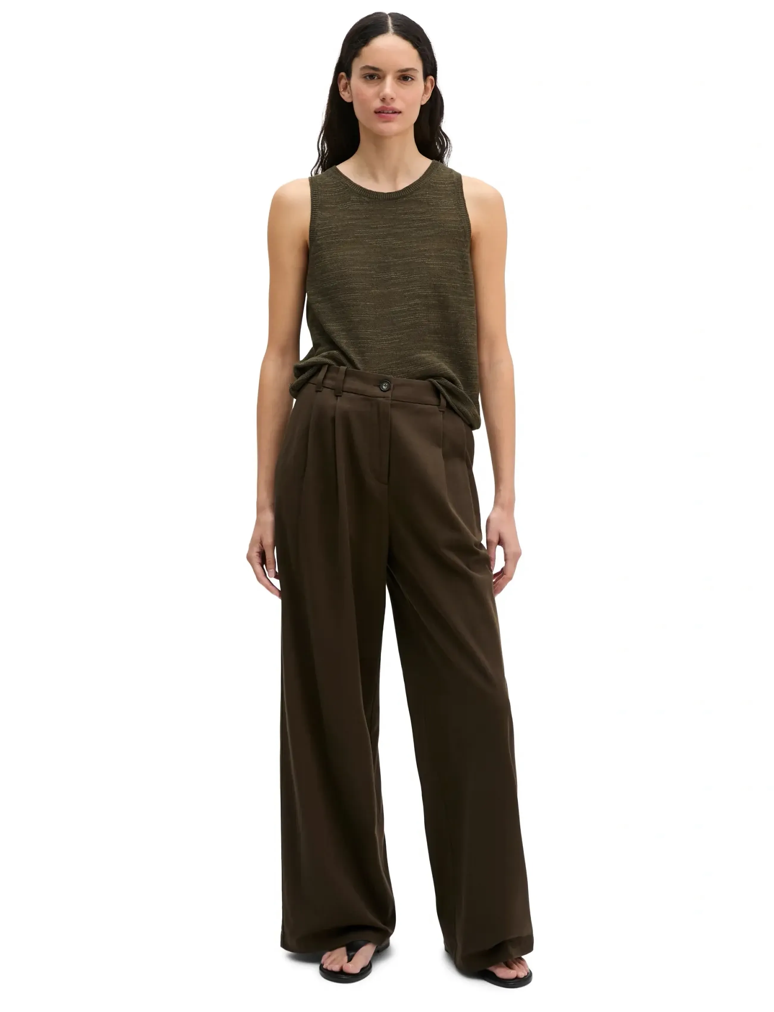 Marc O'Polo - Woven Pants - bukser med brede ben - mossy earth - 4