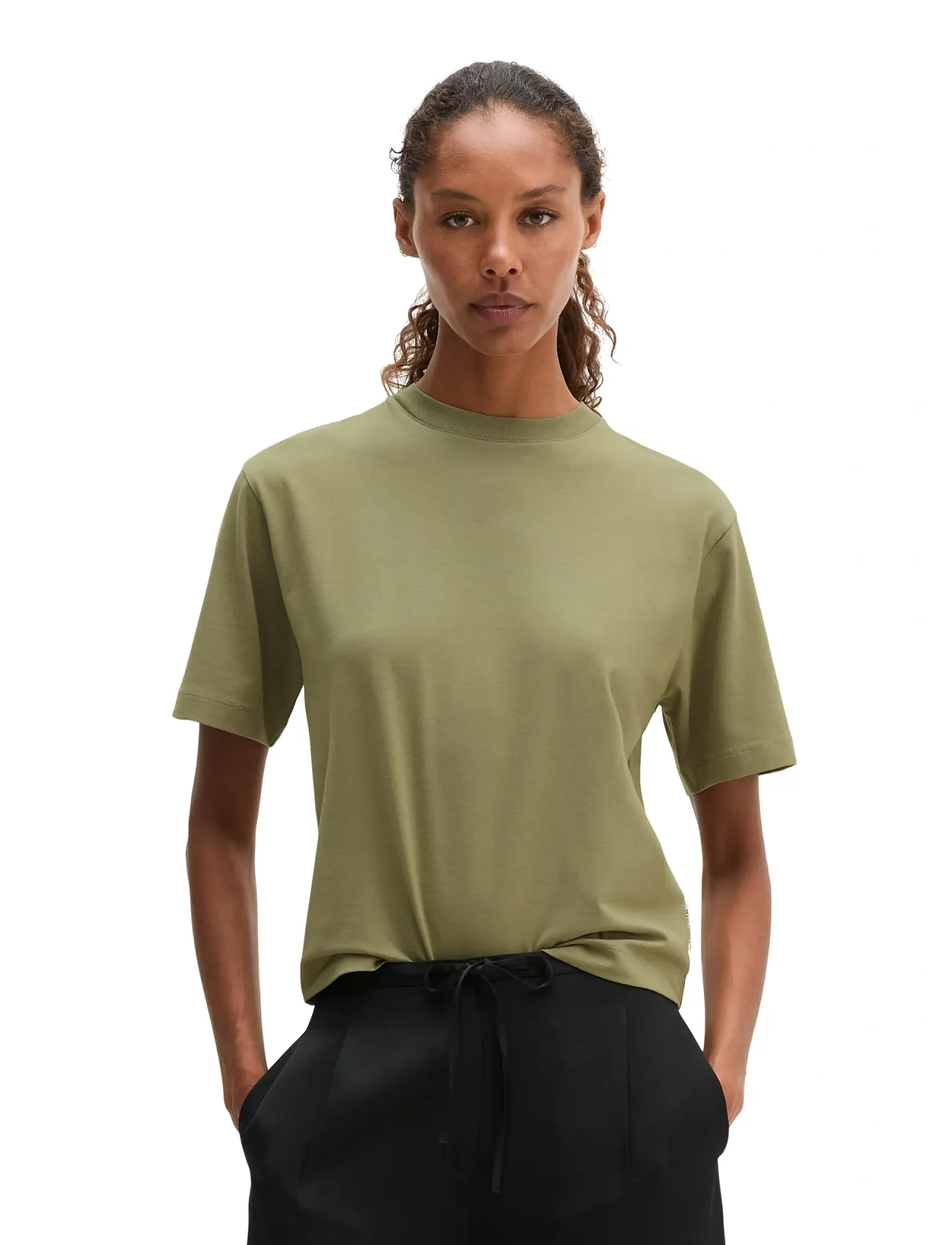 Marc O'Polo Jersey T-Shirts Shortsleeve, S, T-shirts & Oberteile, Khakigrün - Short-sleeved, Frauen